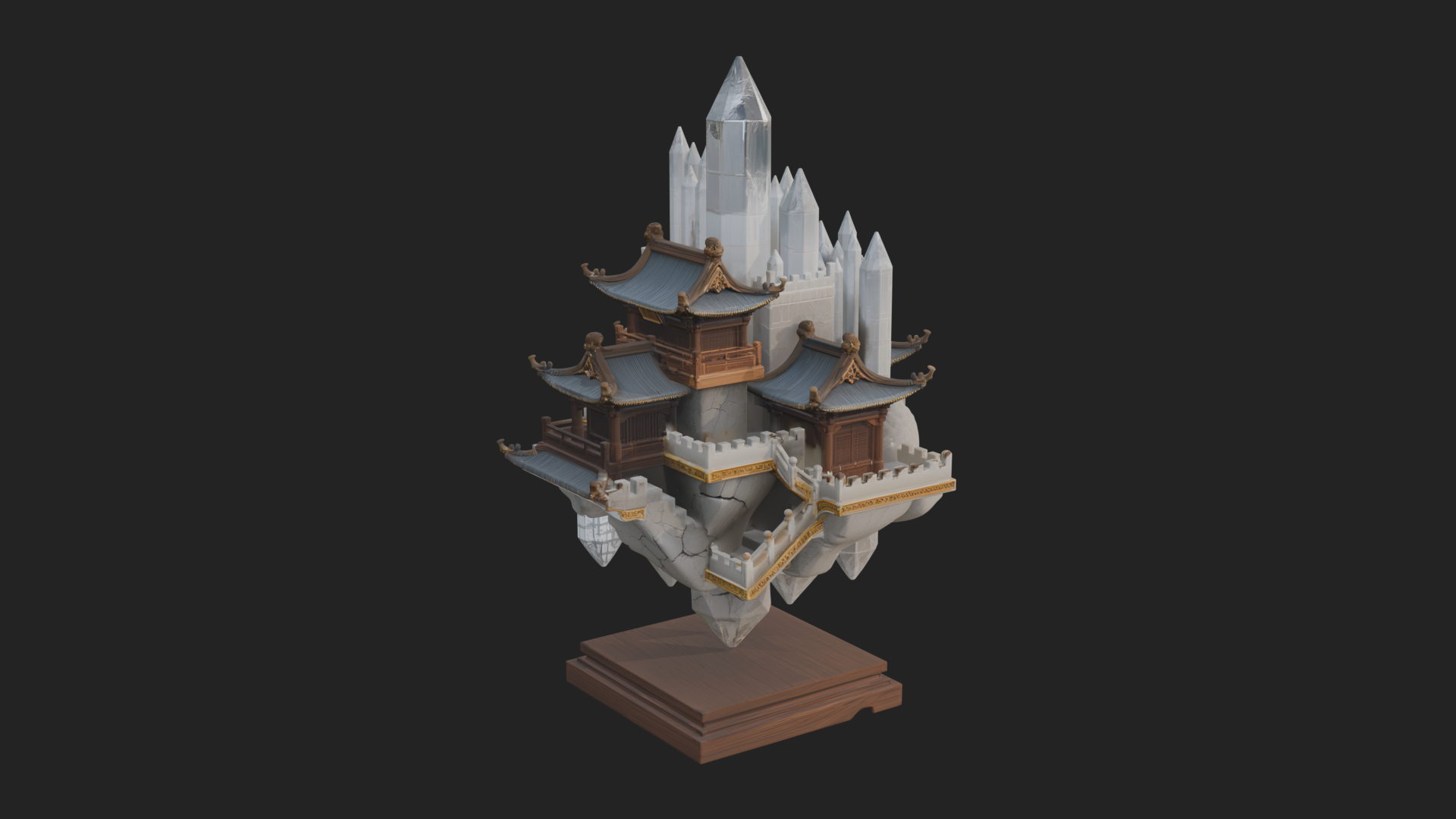 Crystal Isle Fortress Tower Design 4 3D Print Model 3D Model