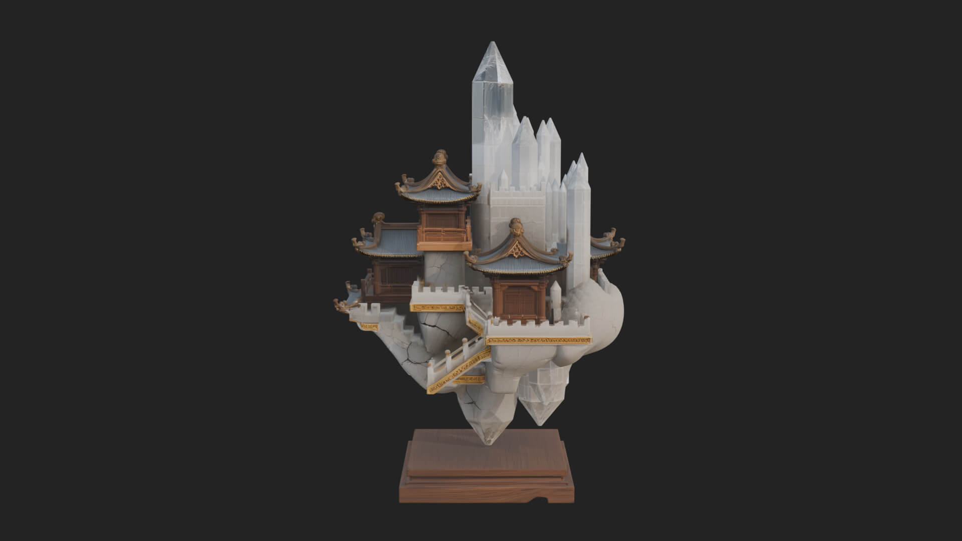 Crystal Isle Fortress Tower Design 4 3D Print Model 3D Model