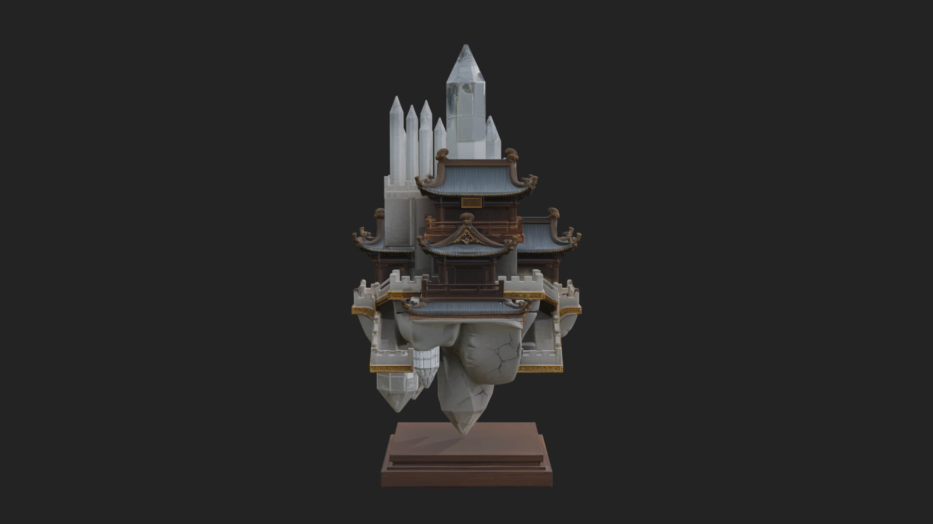 Crystal Isle Fortress Tower Design 4 3D Print Model 3D Model