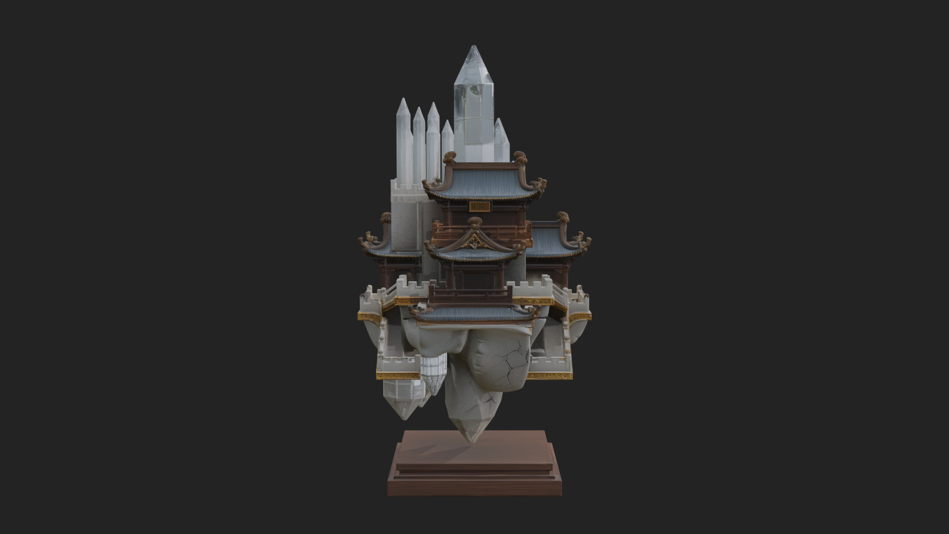 Crystal Isle Fortress Tower Design 4 3D Print Model 3D Model