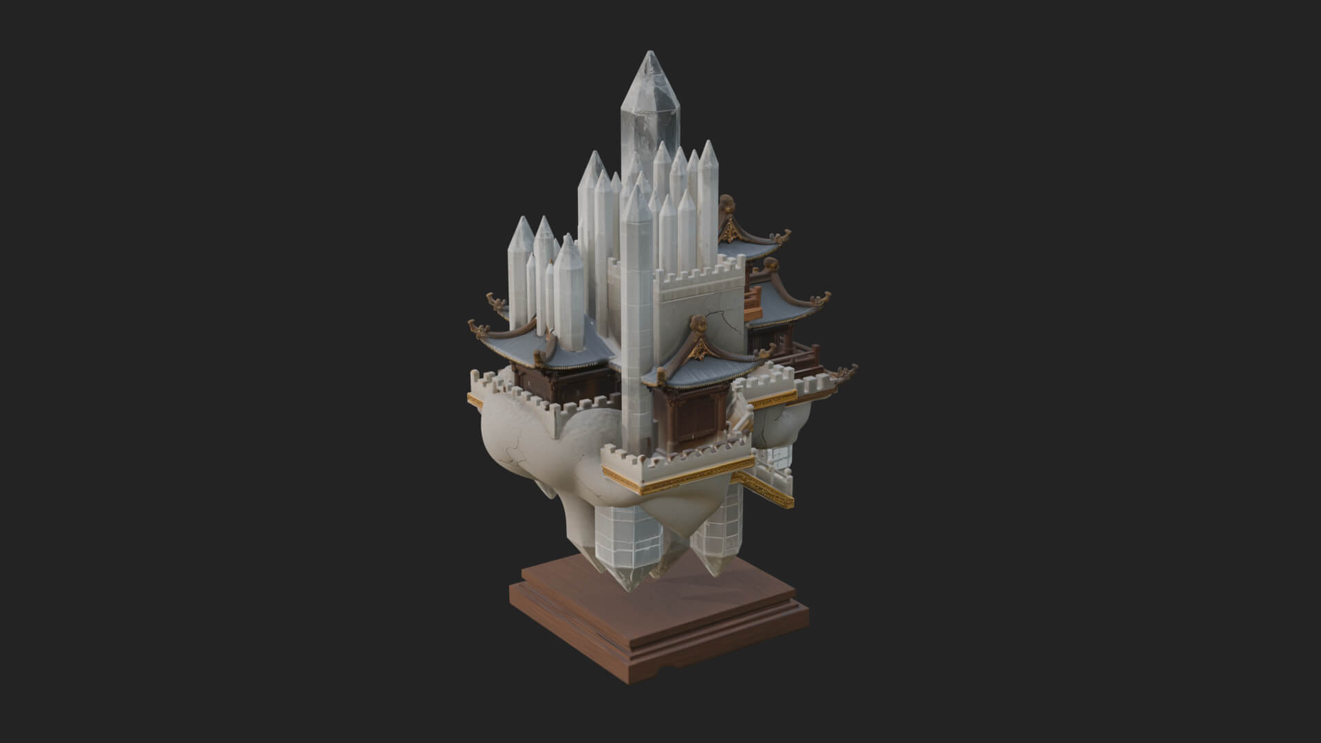 Crystal Isle Fortress Tower Design 4 3D Print Model 3D Model