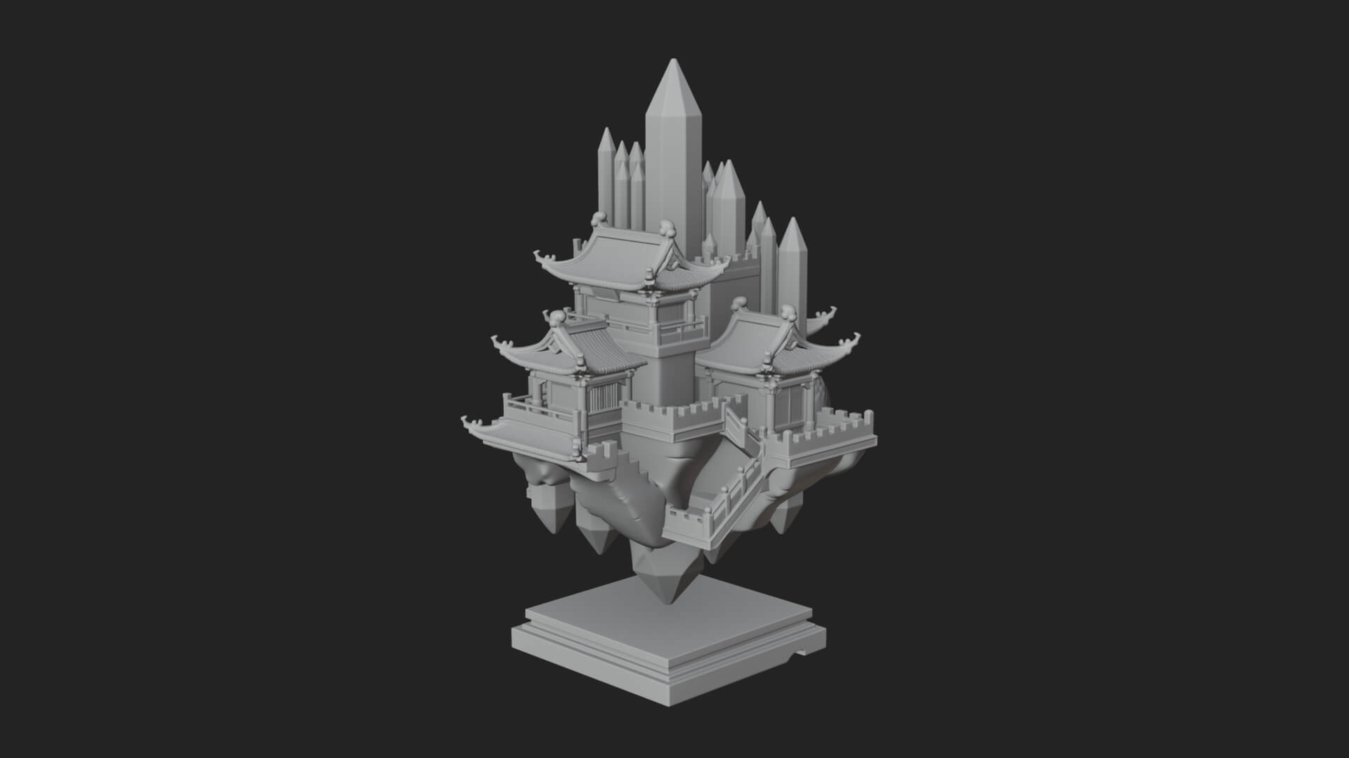 Crystal Isle Fortress Tower Design 4 3D Print Model 3D Model