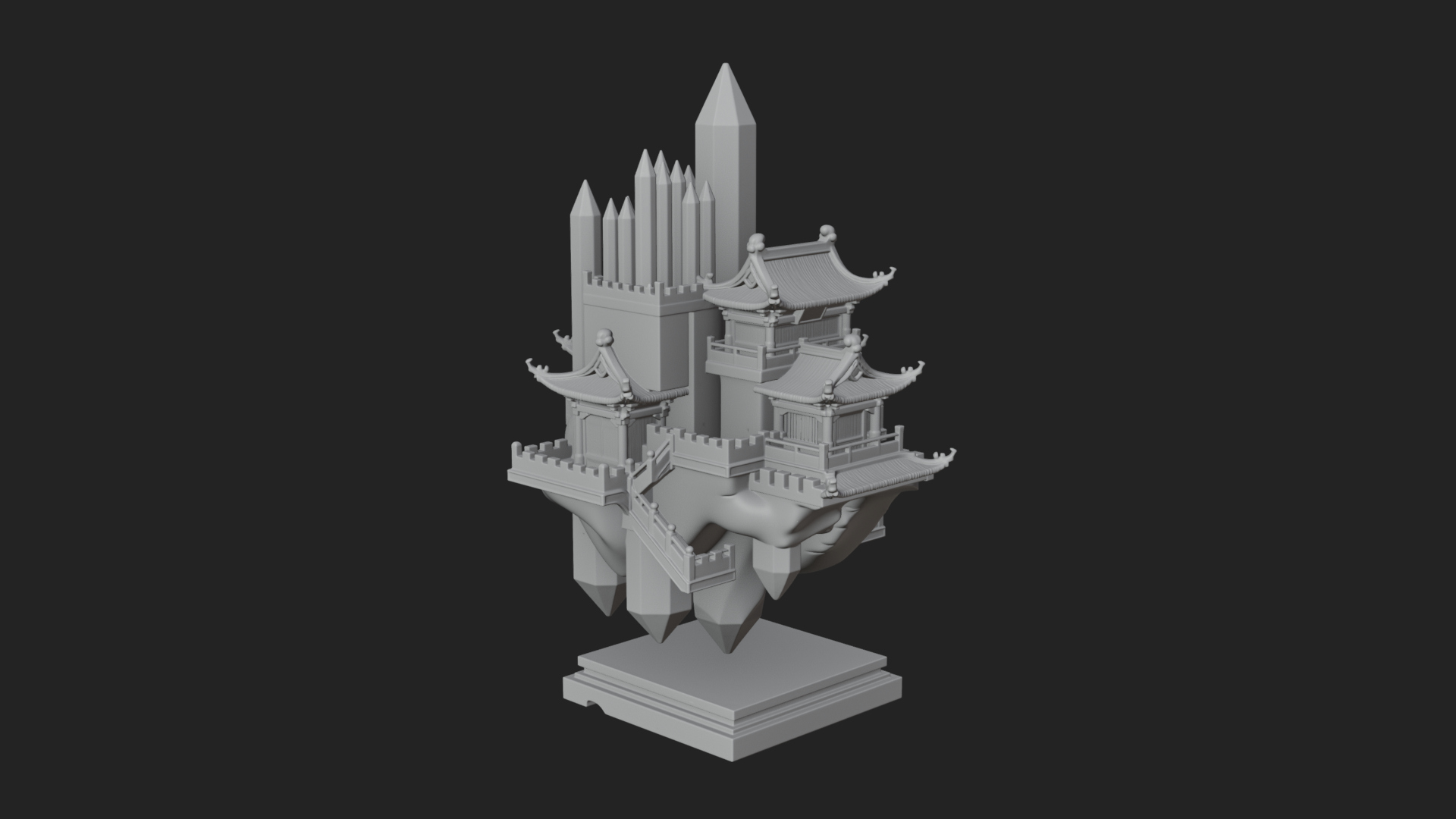 Crystal Isle Fortress Tower Design 4 3D Print Model 3D Model