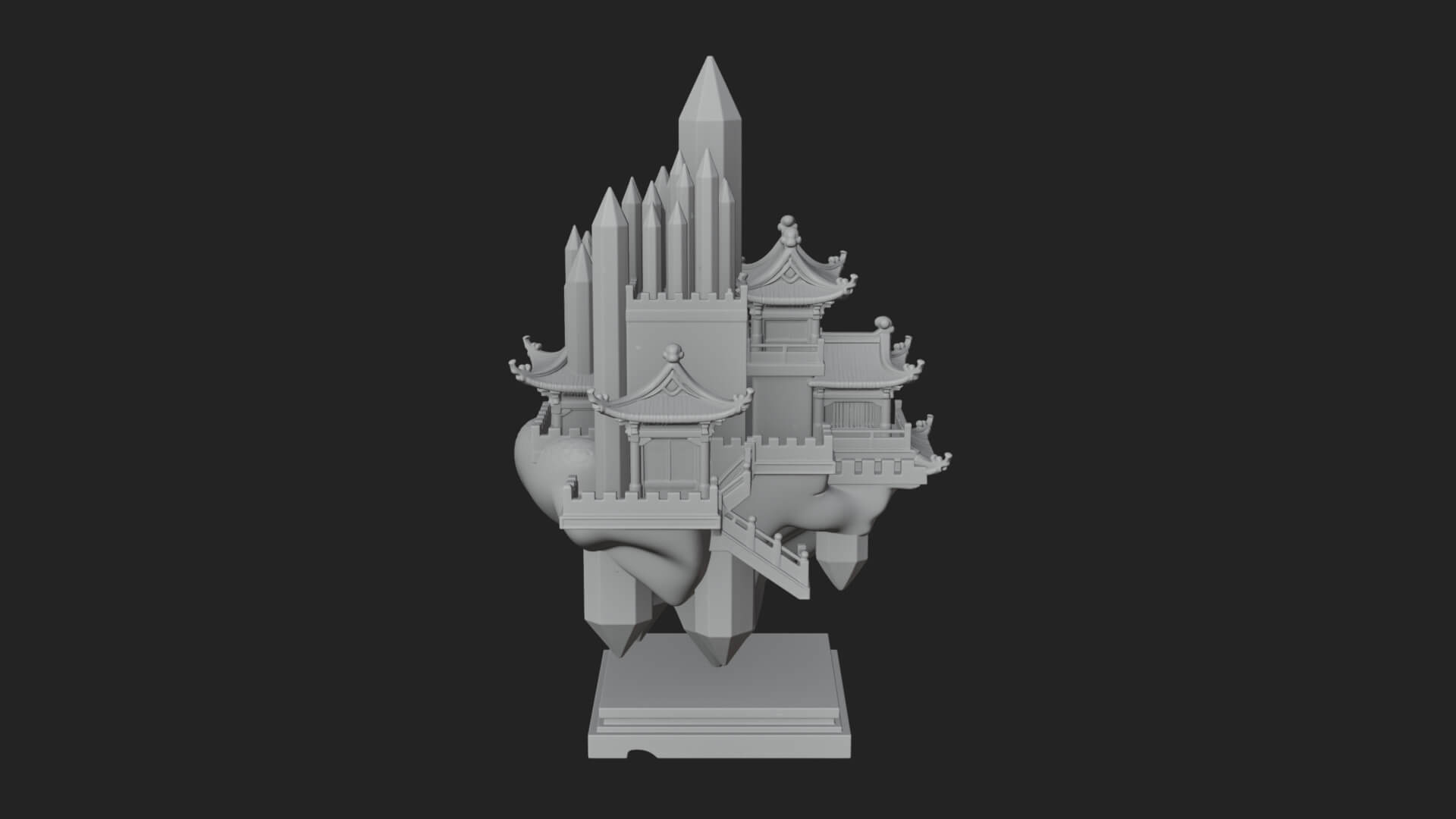 Crystal Isle Fortress Tower Design 4 3D Print Model 3D Model
