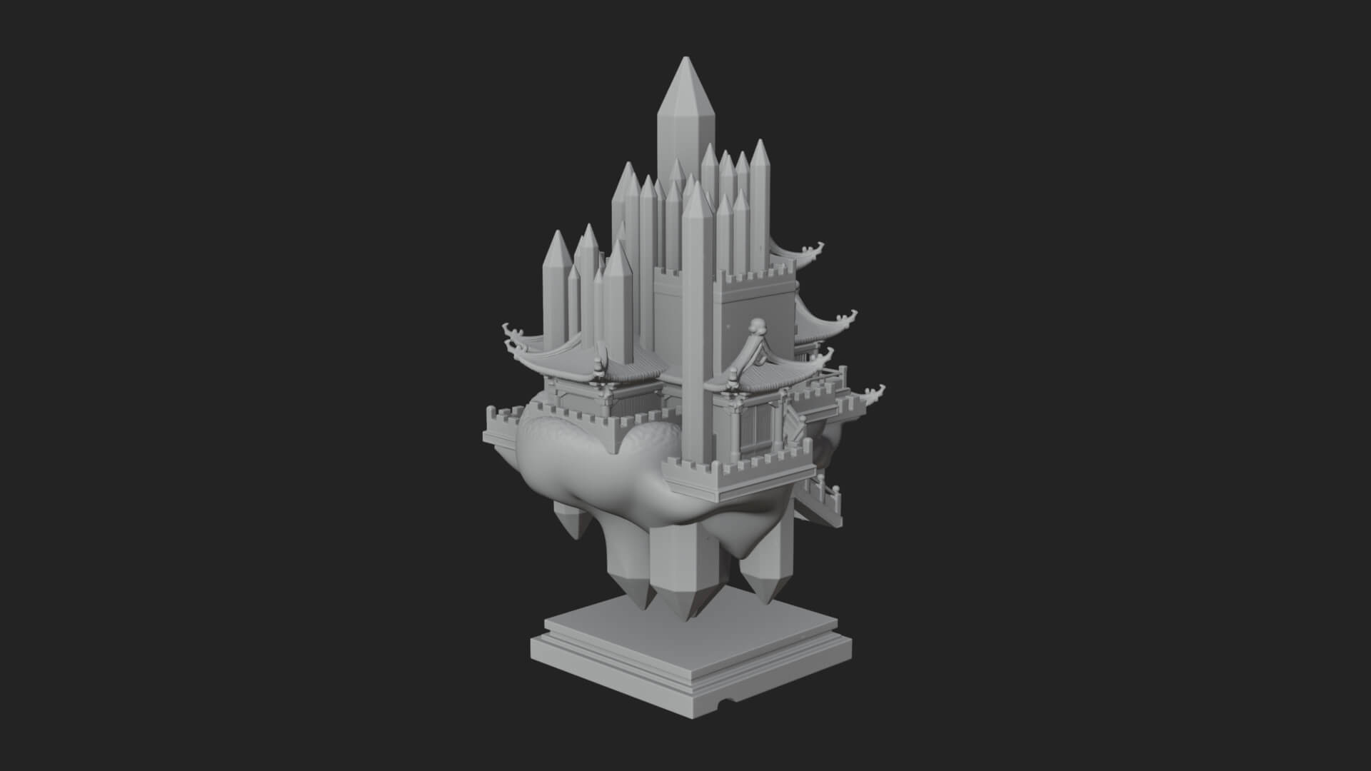Crystal Isle Fortress Tower Design 4 3D Print Model 3D Model