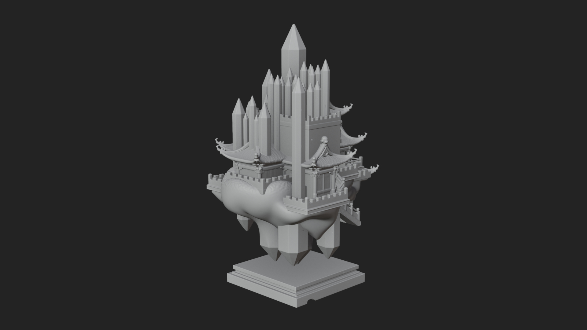 Crystal Isle Fortress Tower Design 4 3D Print Model 3D Model