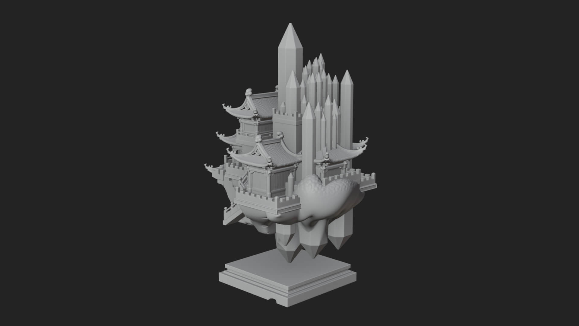Crystal Isle Fortress Tower Design 4 3D Print Model 3D Model