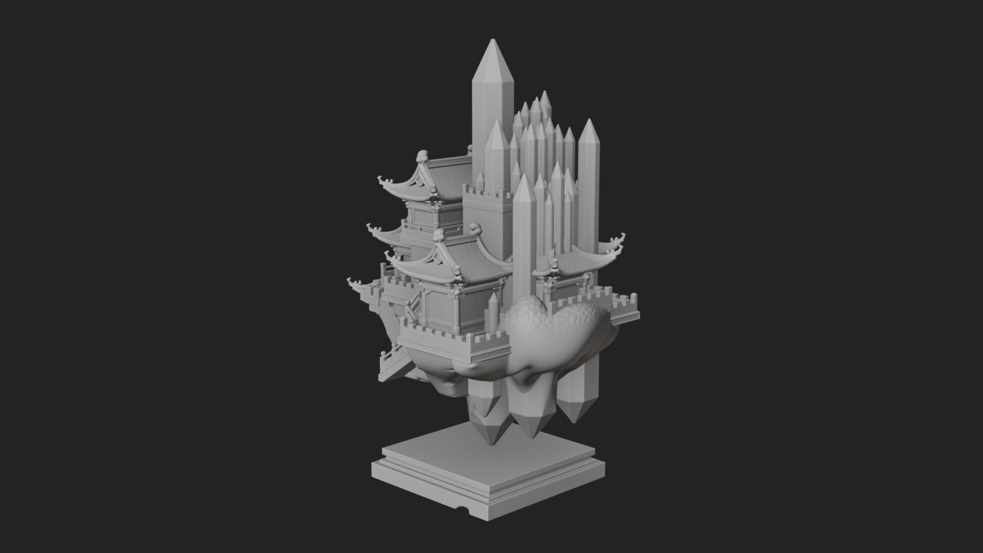 Crystal Isle Fortress Tower Design 4 3D Print Model 3D Model