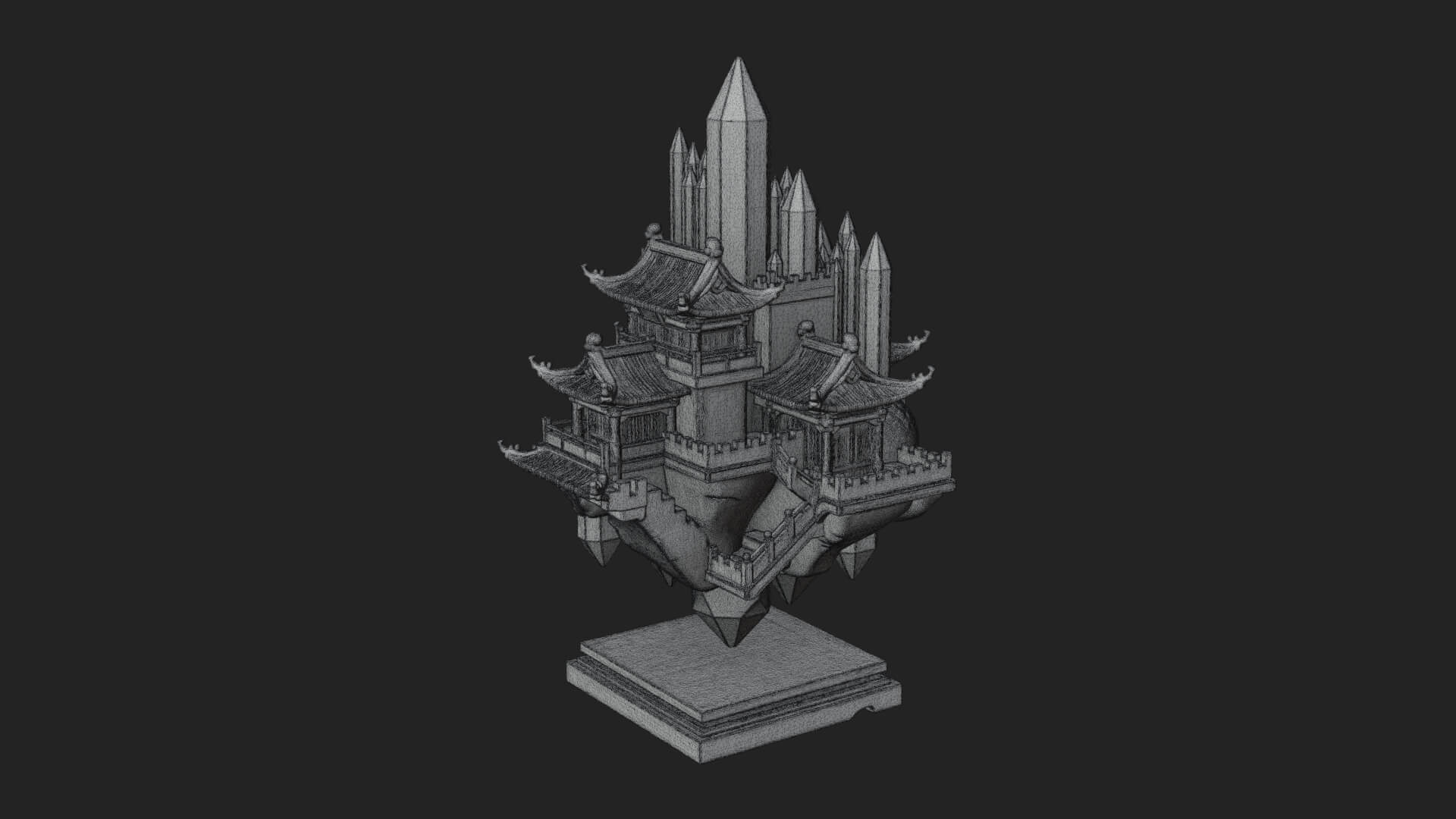 Crystal Isle Fortress Tower Design 4 3D Print Model 3D Model