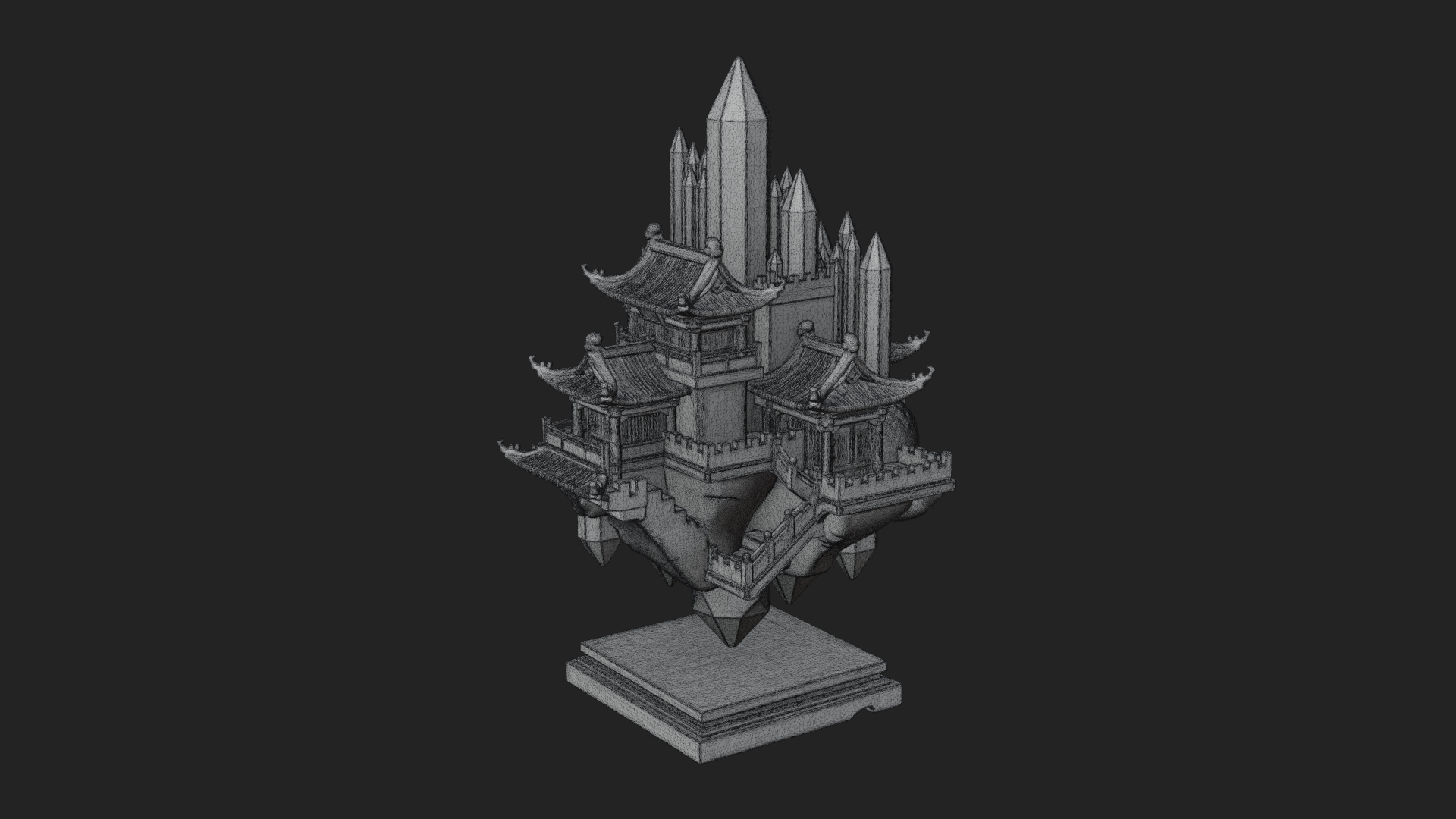 Crystal Isle Fortress Tower Design 4 3D Print Model 3D Model