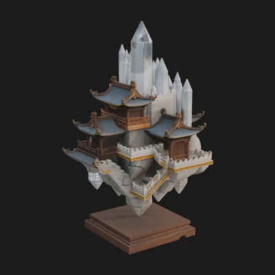 Crystal Isle Fortress Tower Design 4 3D Print Model