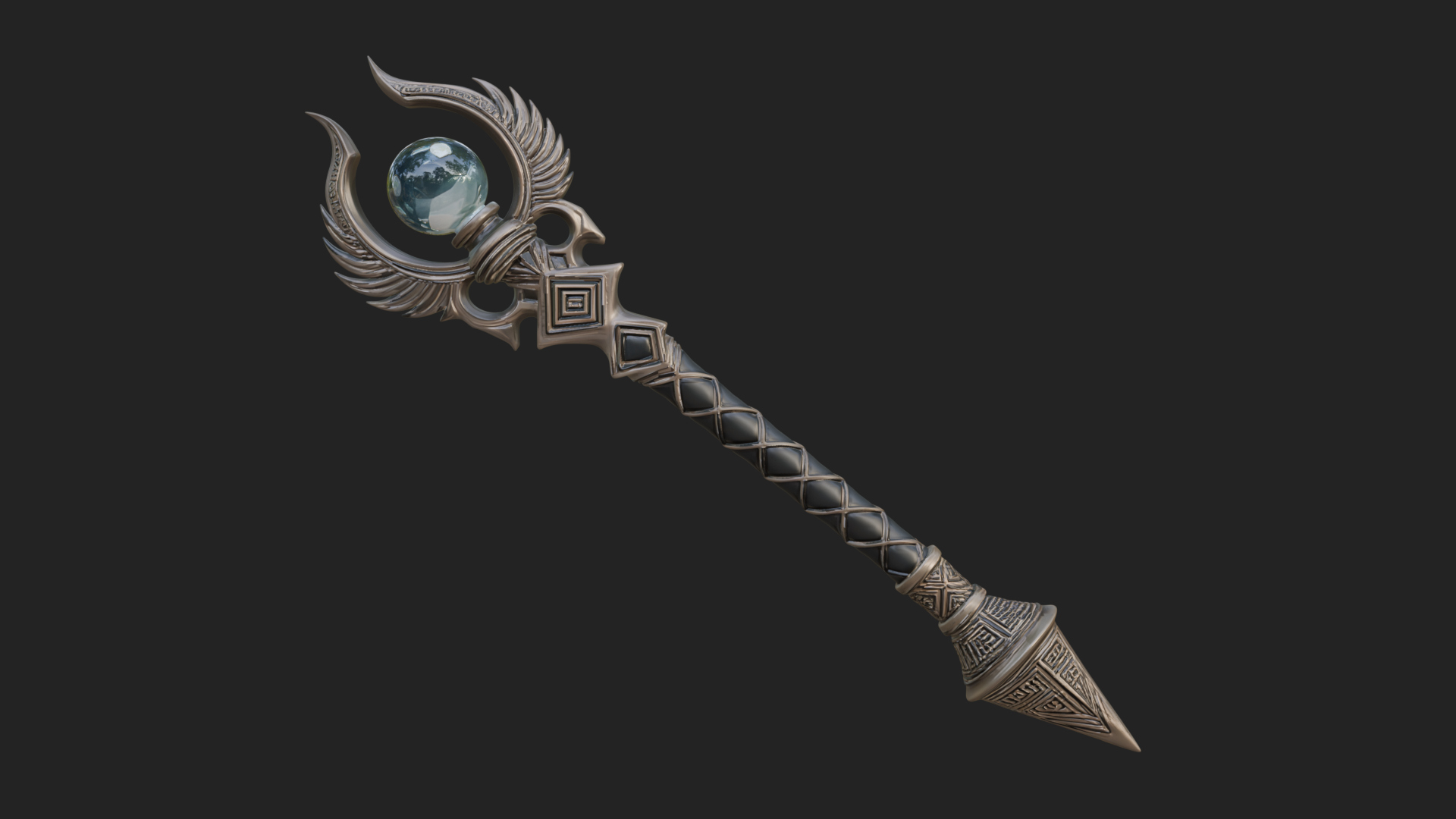 Crystal Tip Magic Wand Model Design 12 3D Print Model 3D Model