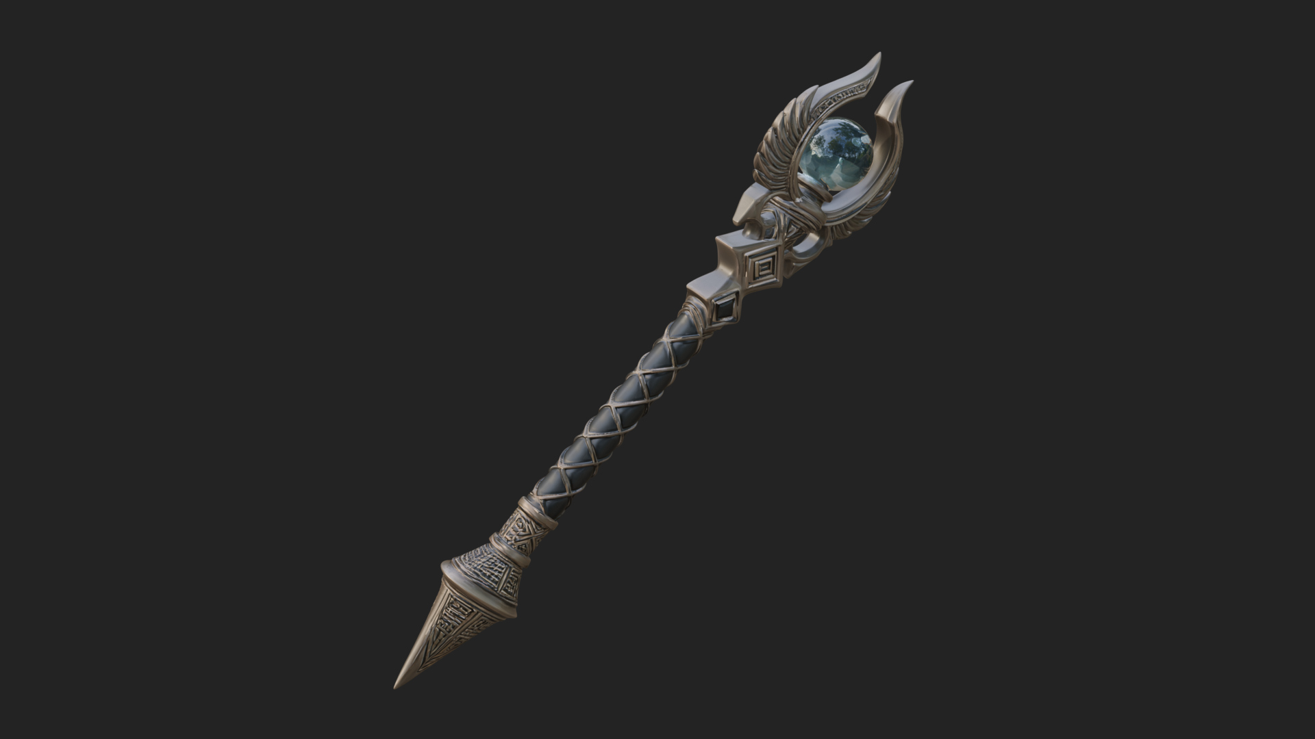 Crystal Tip Magic Wand Model Design 12 3D Print Model 3D Model