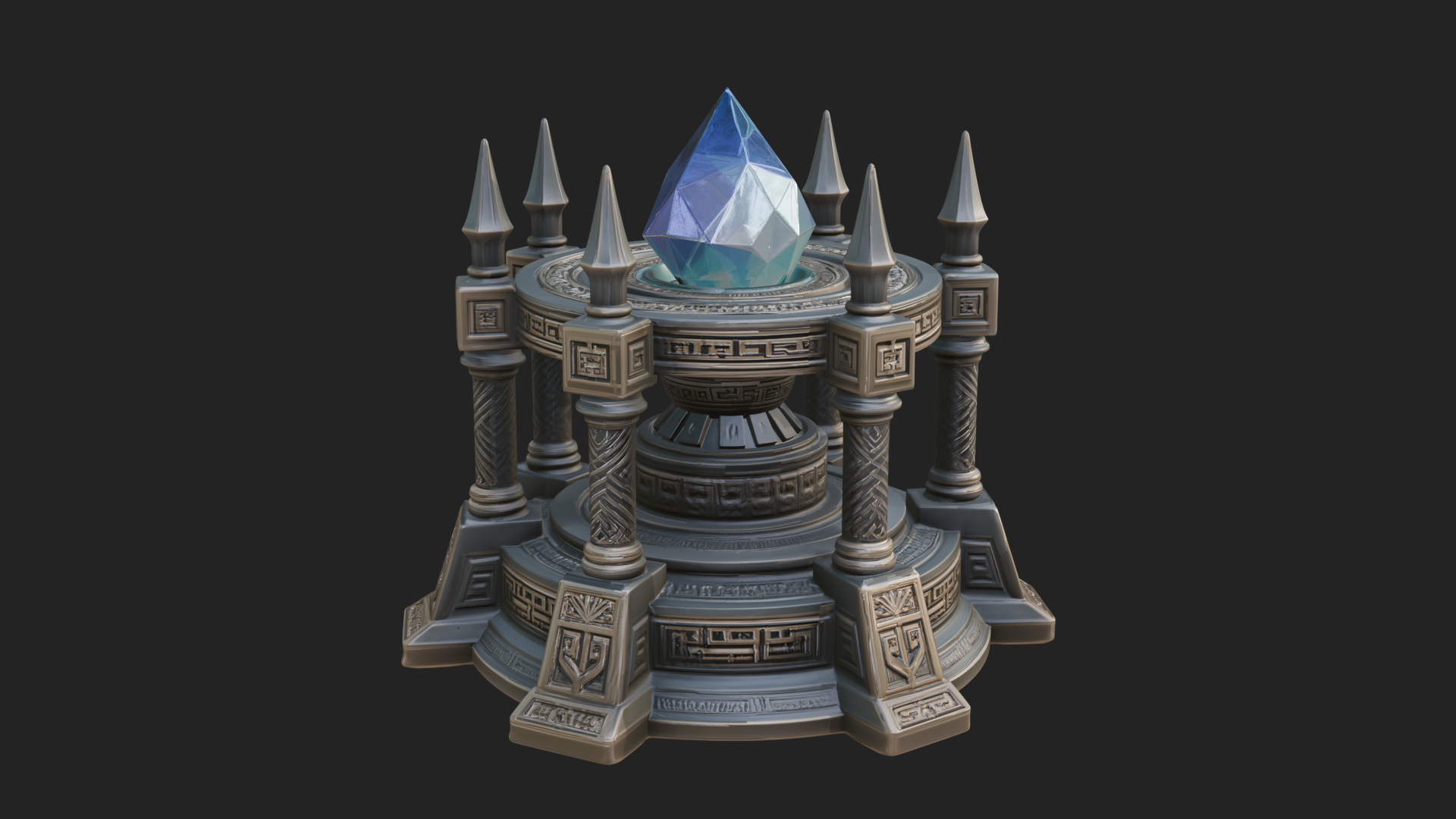 Crystal Topped Stone Tower Design 1 3D Print Model 3D Model