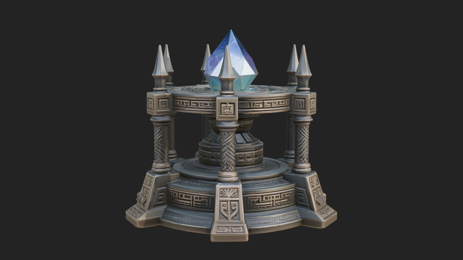 Crystal Topped Stone Tower Design 1 3D Print Model 3D Model
