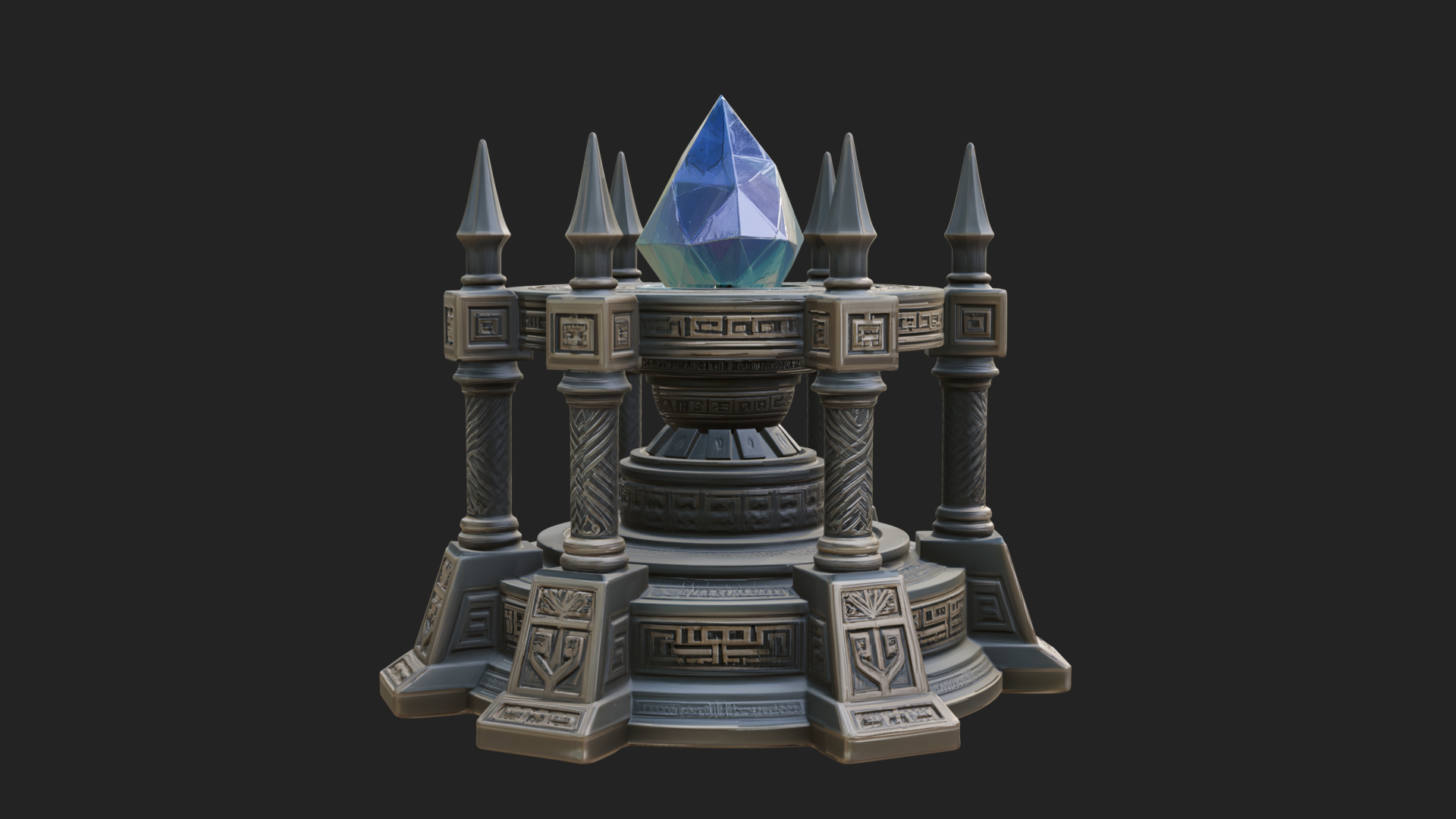 Crystal Topped Stone Tower Design 1 3D Print Model 3D Model
