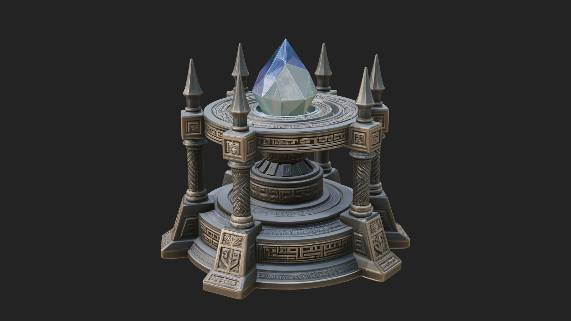 Crystal Topped Stone Tower Design 1 3D Print Model 3D Model