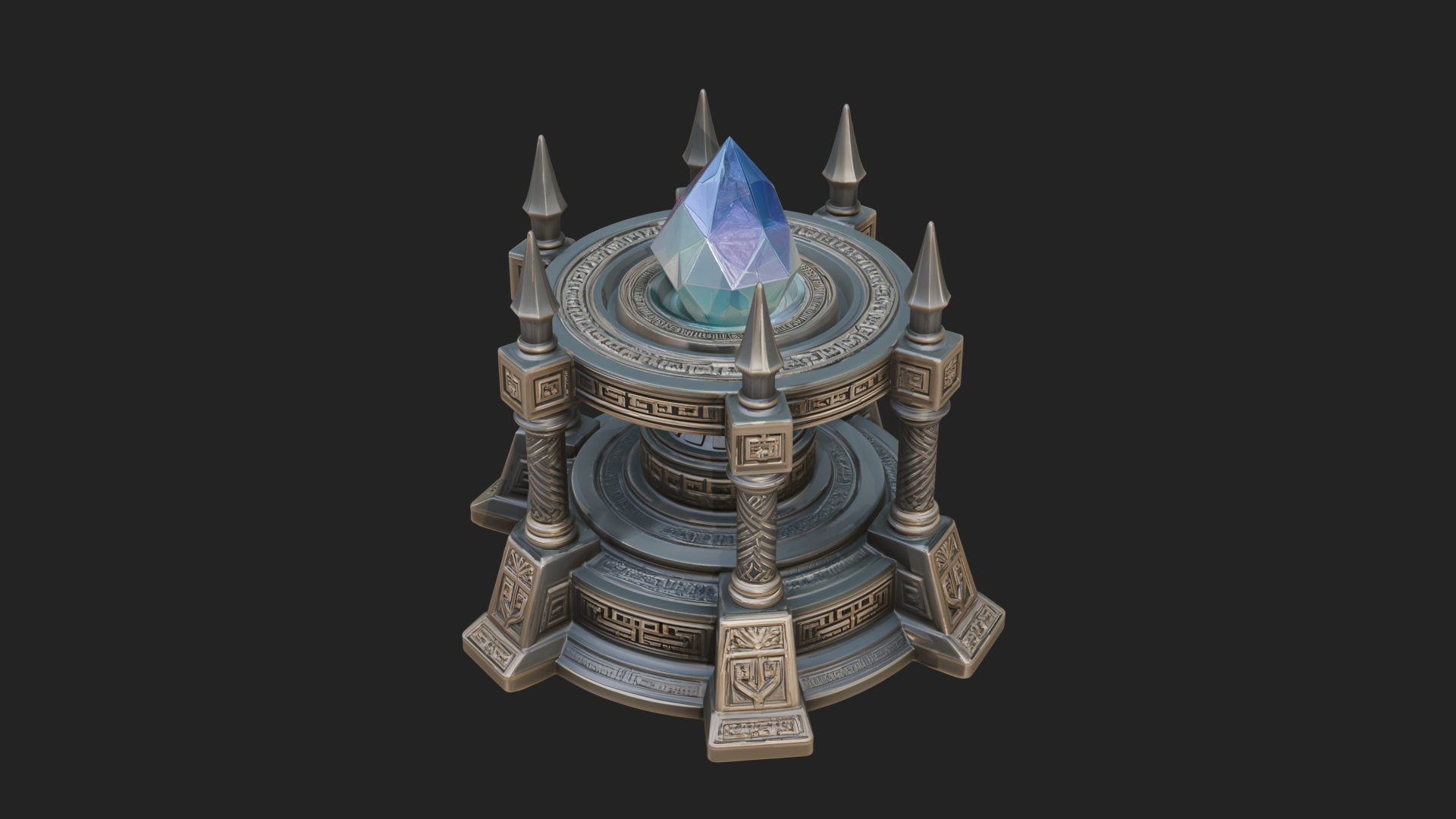 Crystal Topped Stone Tower Design 1 3D Print Model 3D Model