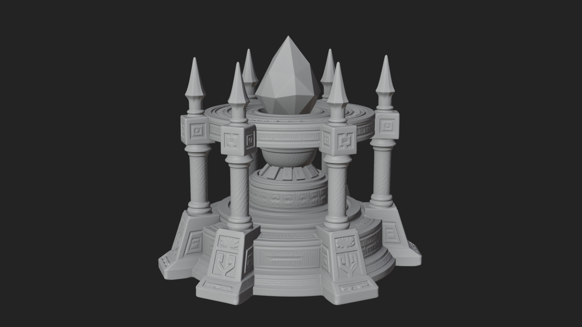 Crystal Topped Stone Tower Design 1 3D Print Model 3D Model