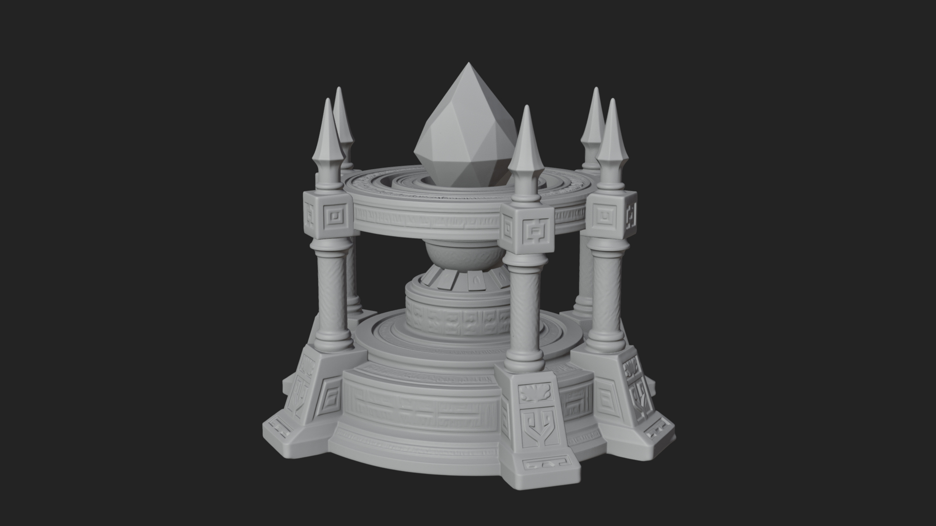 Crystal Topped Stone Tower Design 1 3D Print Model 3D Model