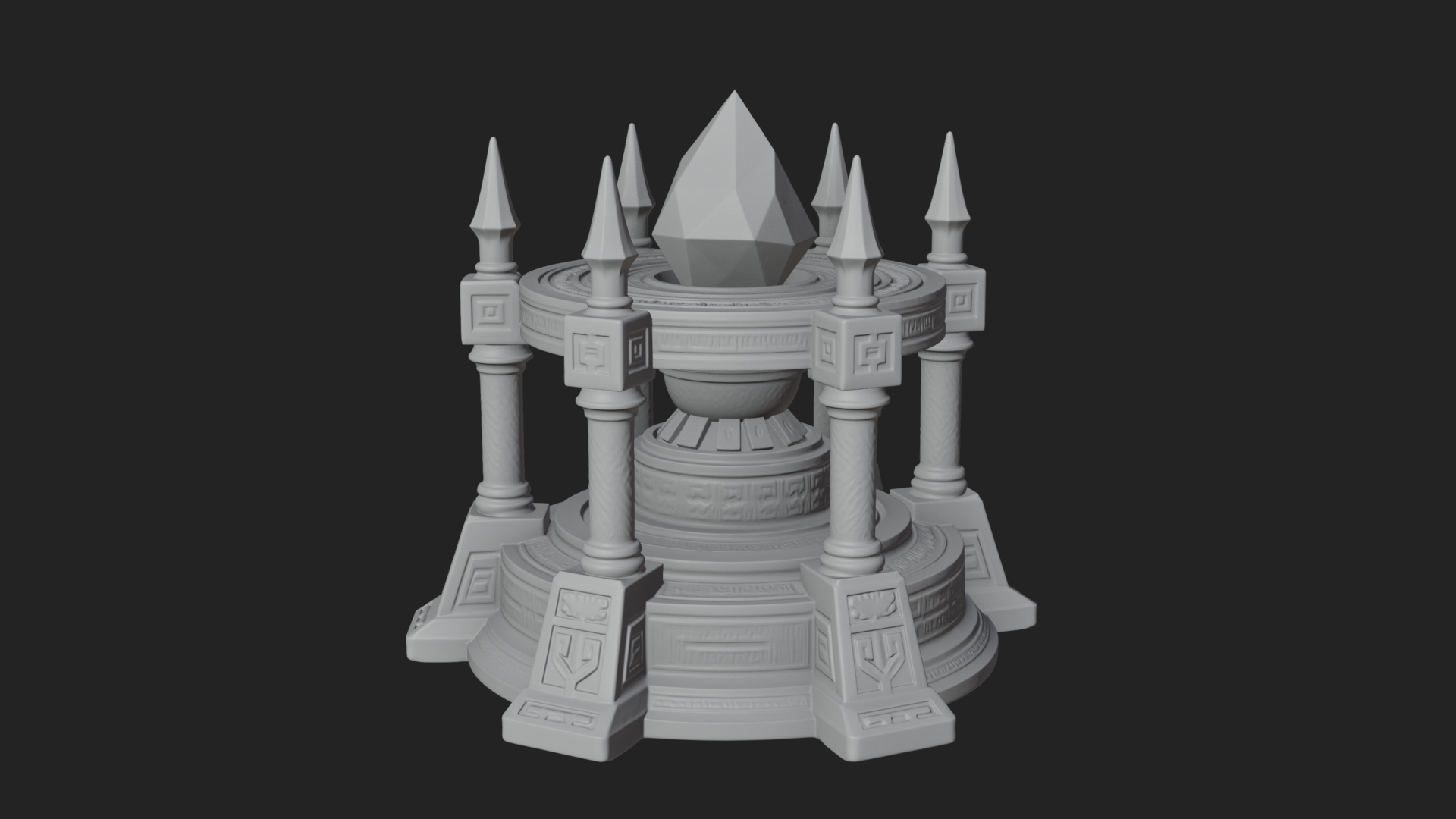 Crystal Topped Stone Tower Design 1 3D Print Model 3D Model