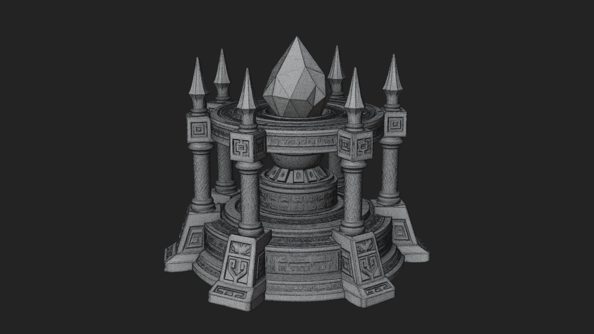 Crystal Topped Stone Tower Design 1 3D Print Model 3D Model
