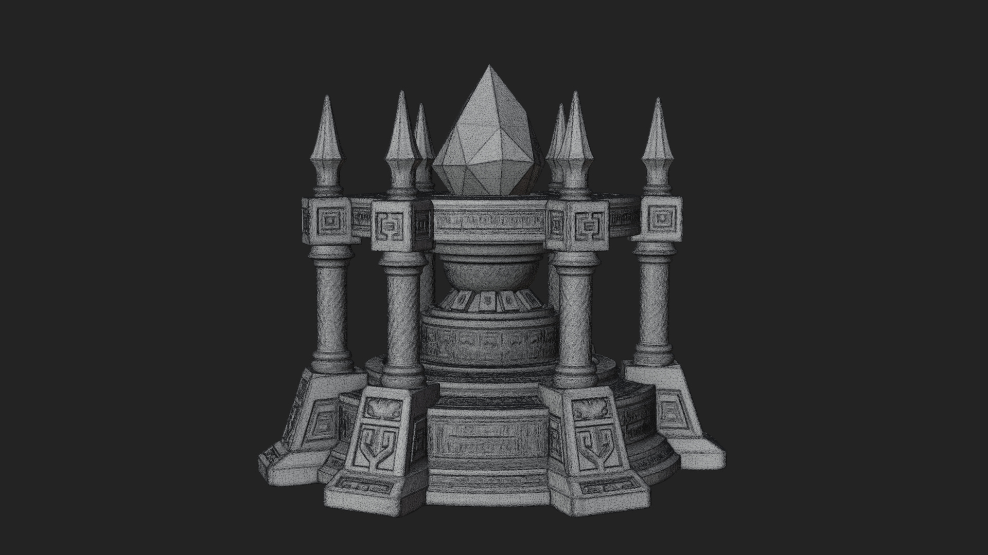 Crystal Topped Stone Tower Design 1 3D Print Model 3D Model