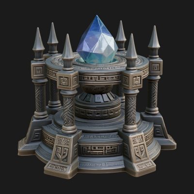 Crystal Topped Stone Tower Design 1 3D Print Model