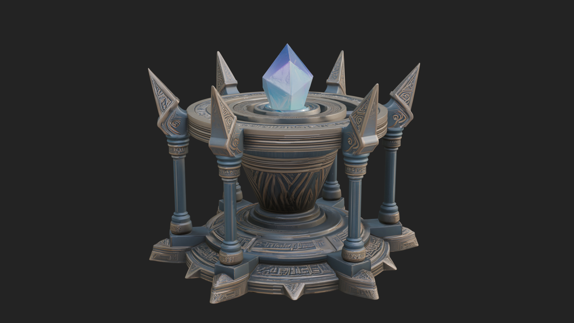 Crystal Topped Stone Tower Design 4 3D Print Model 3D Model