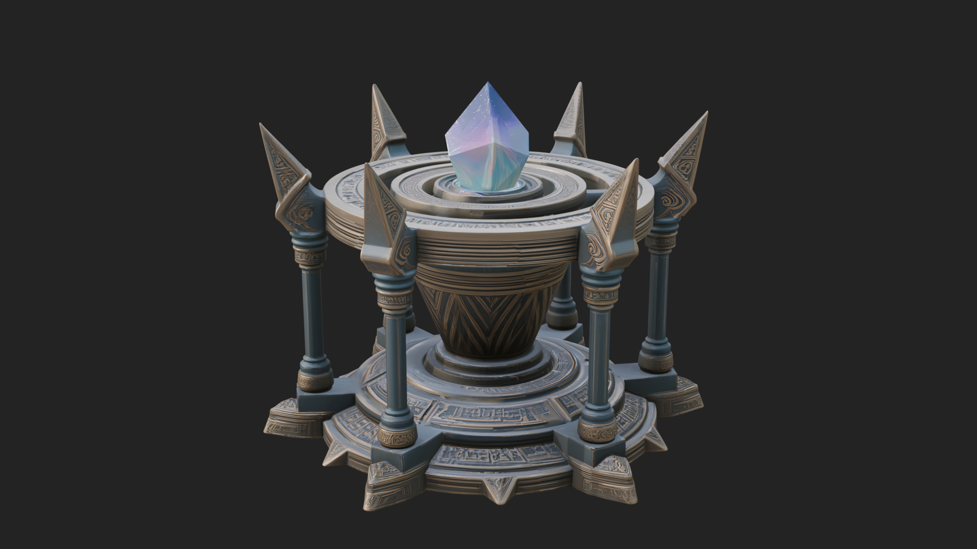 Crystal Topped Stone Tower Design 4 3D Print Model 3D Model