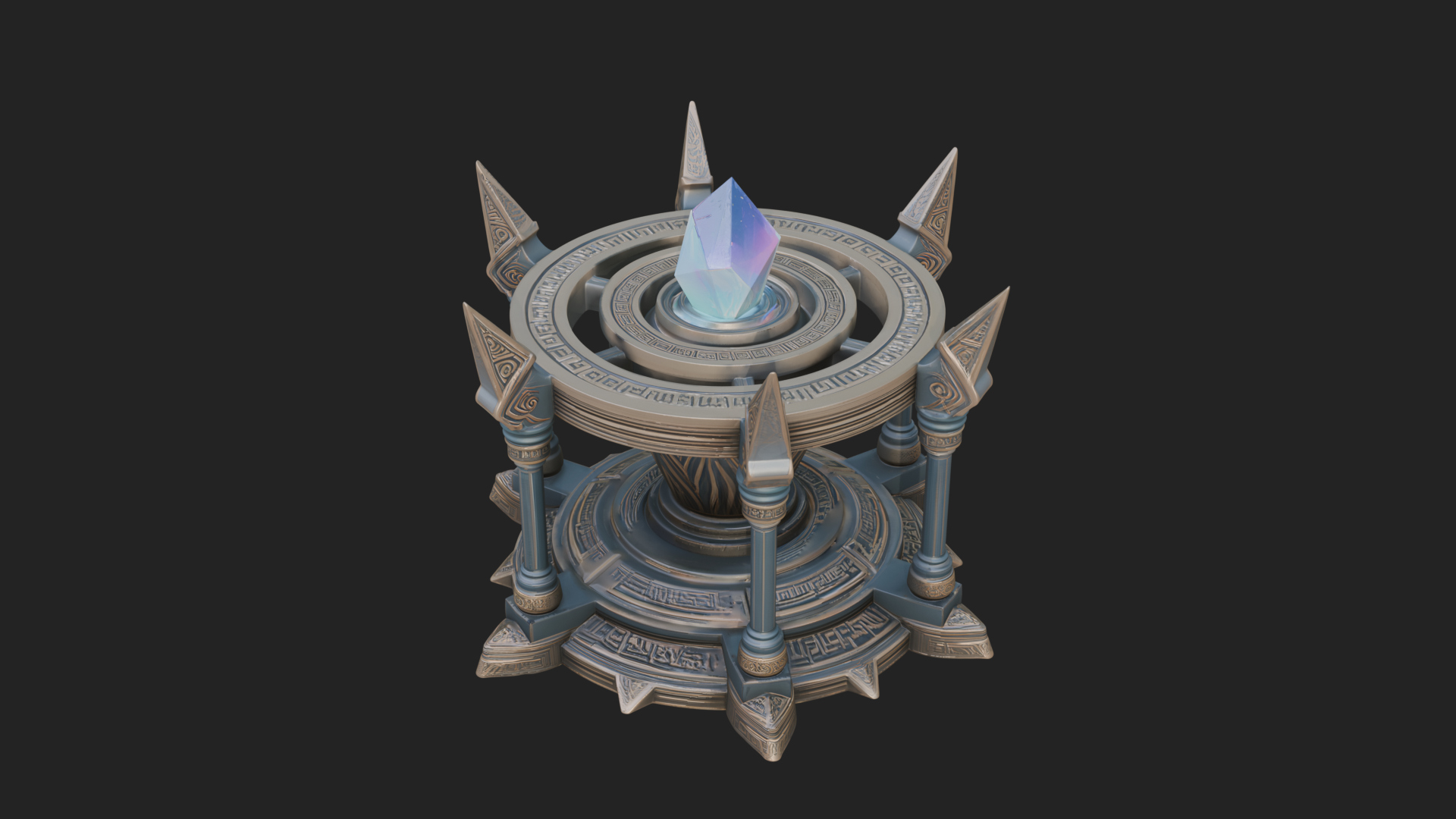 Crystal Topped Stone Tower Design 4 3D Print Model 3D Model