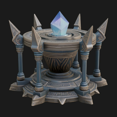 Crystal Topped Stone Tower Design 4 3D Print Model
