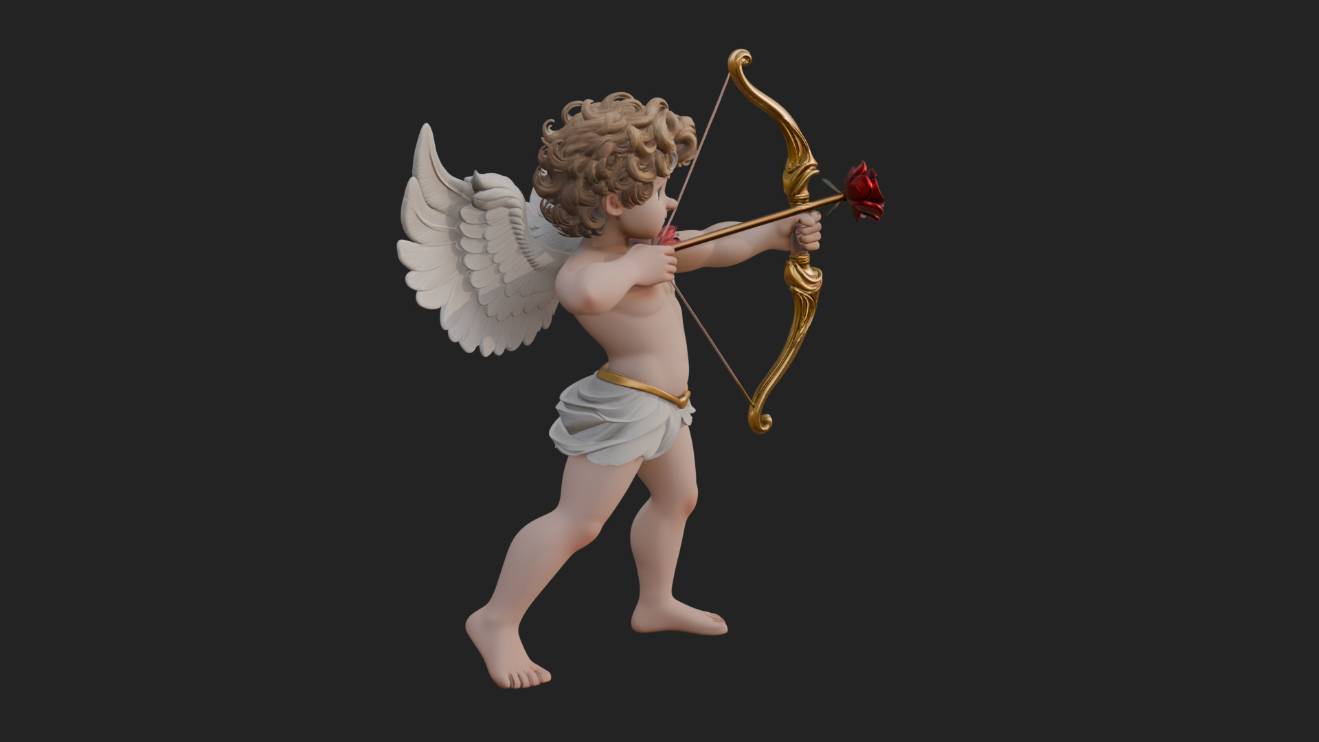 Cupid with Bow Statue Design 5 3D Print Model 3D Model