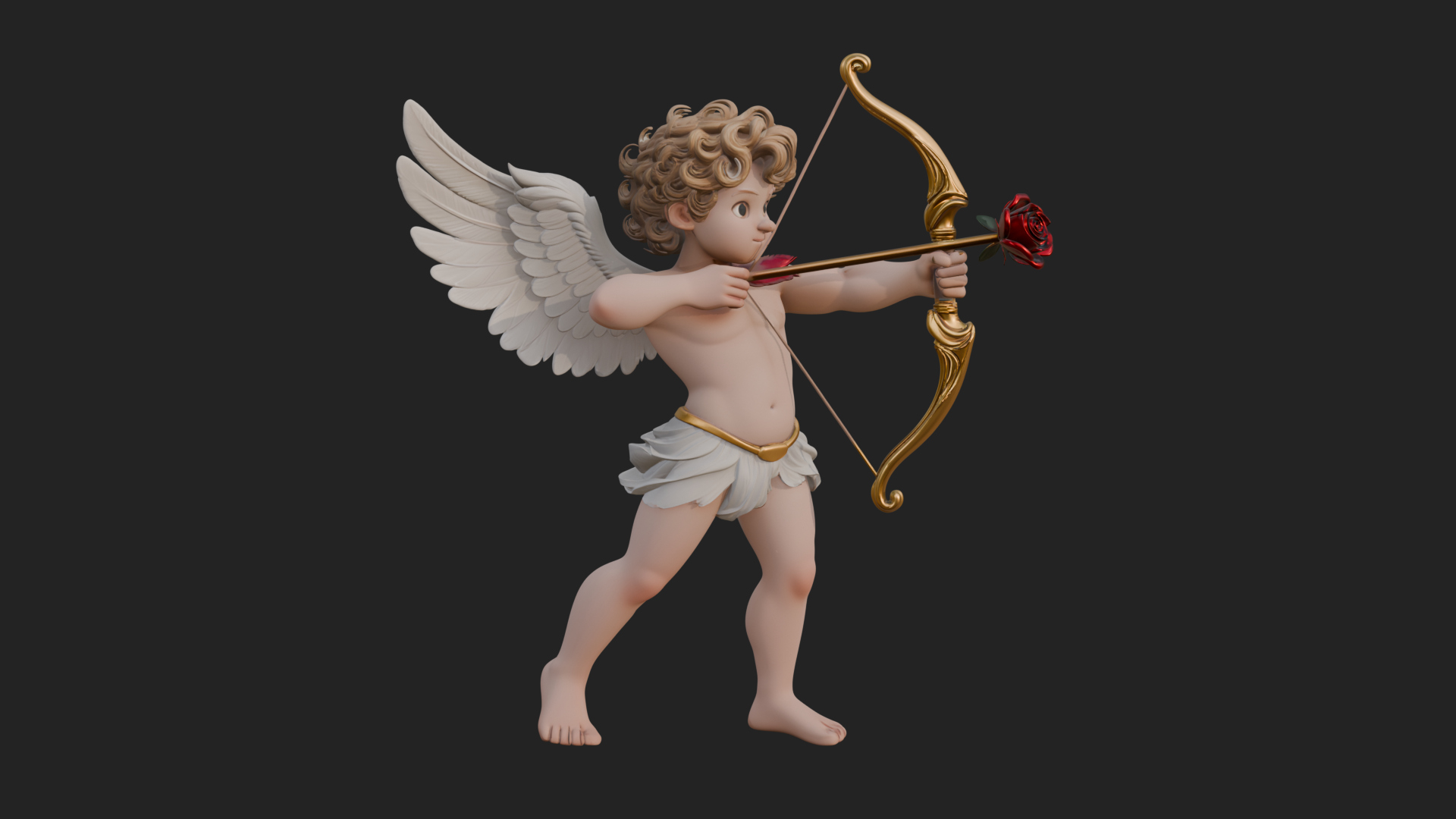 Cupid with Bow Statue Design 5 3D Print Model 3D Model
