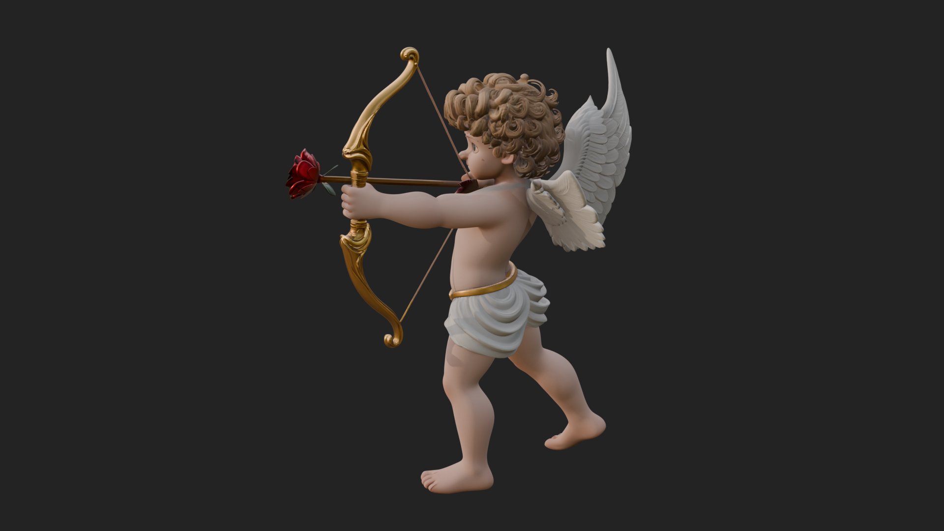 Cupid with Bow Statue Design 5 3D Print Model 3D Model