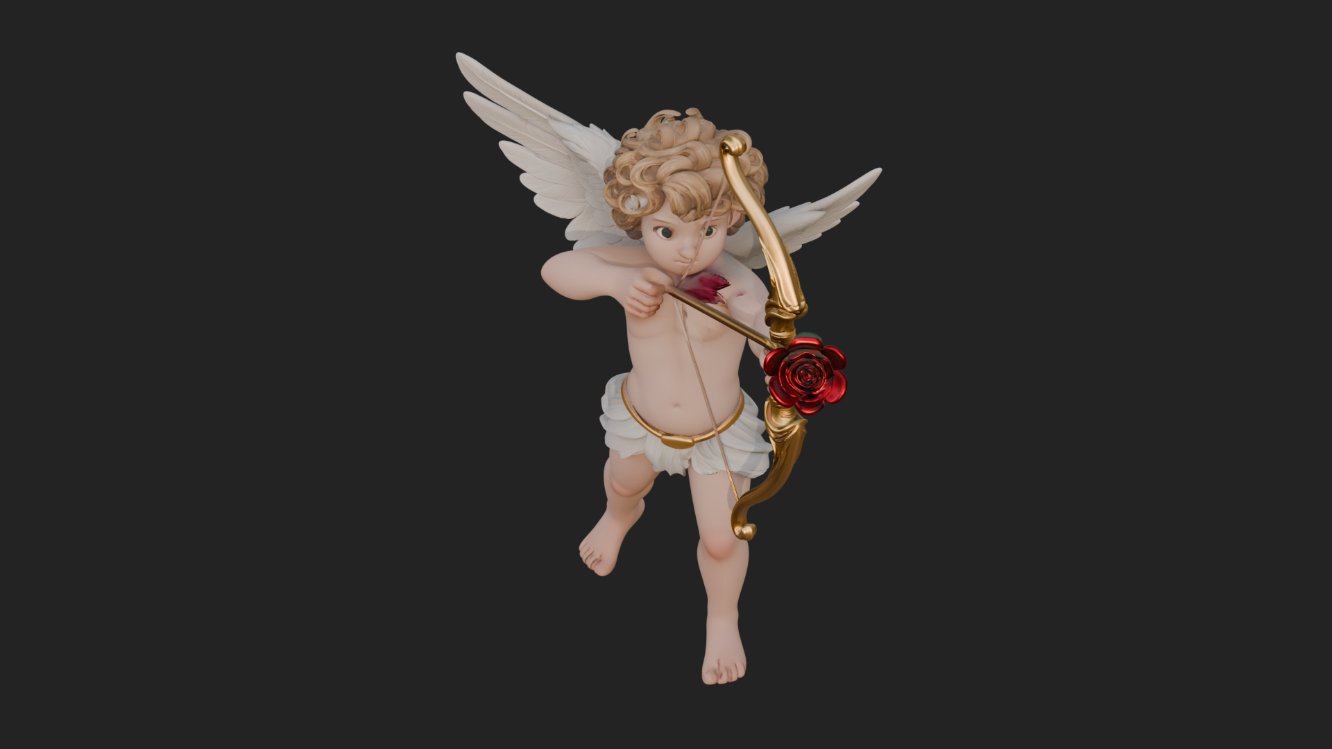 Cupid with Bow Statue Design 5 3D Print Model 3D Model