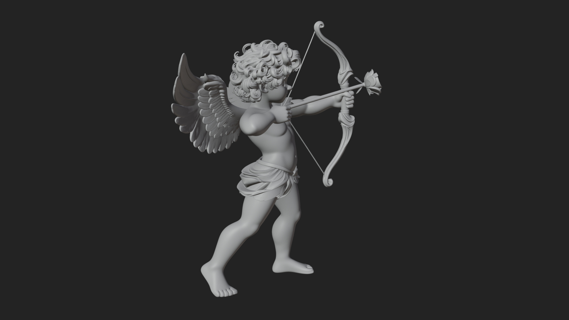 Cupid with Bow Statue Design 5 3D Print Model 3D Model