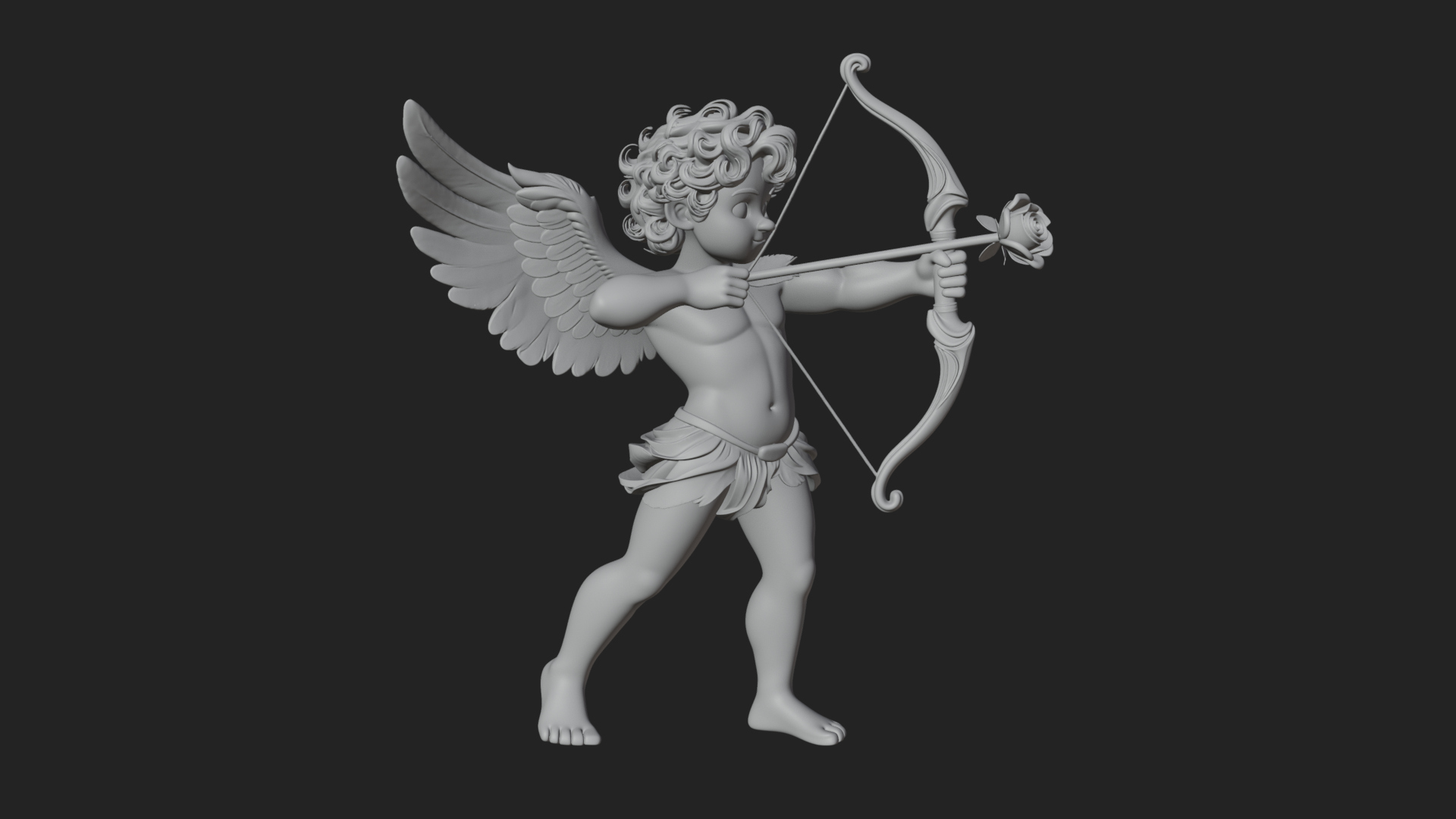 Cupid with Bow Statue Design 5 3D Print Model 3D Model