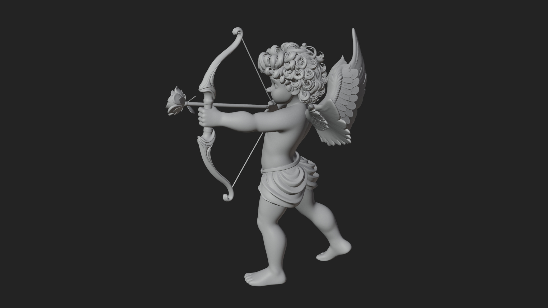 Cupid with Bow Statue Design 5 3D Print Model 3D Model