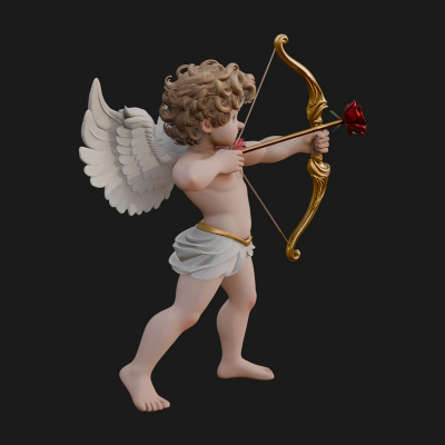 Cupid with Bow Statue Design 5 3D Print Model
