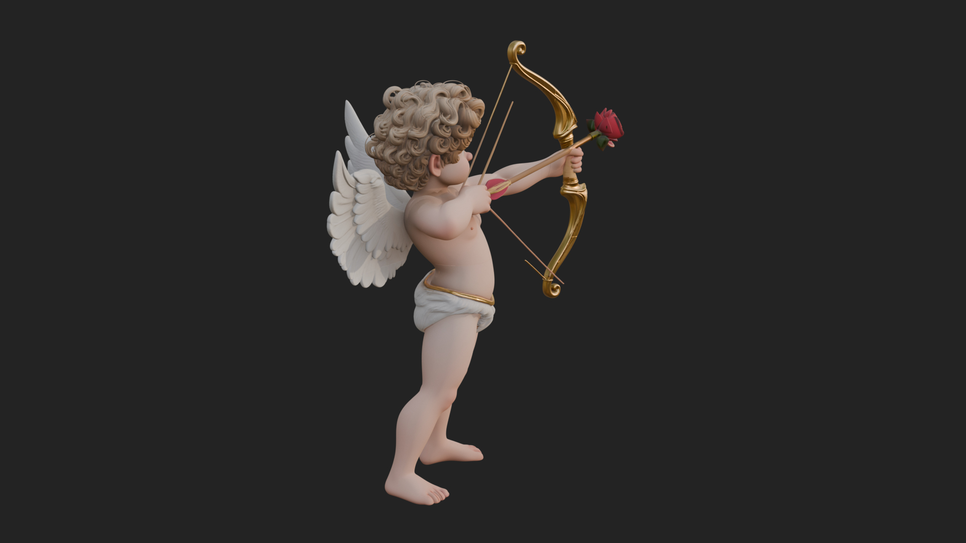 Cupid with Bow Statue Design 6 3D Print Model 3D Model