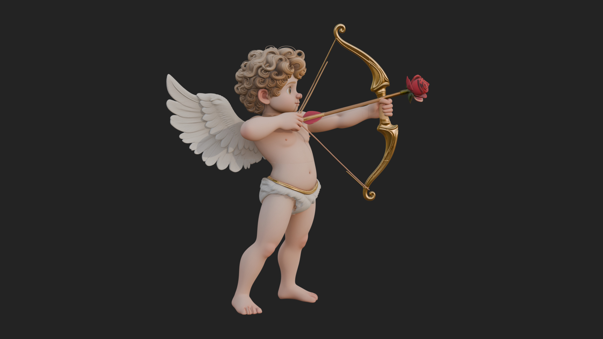 Cupid with Bow Statue Design 6 3D Print Model 3D Model