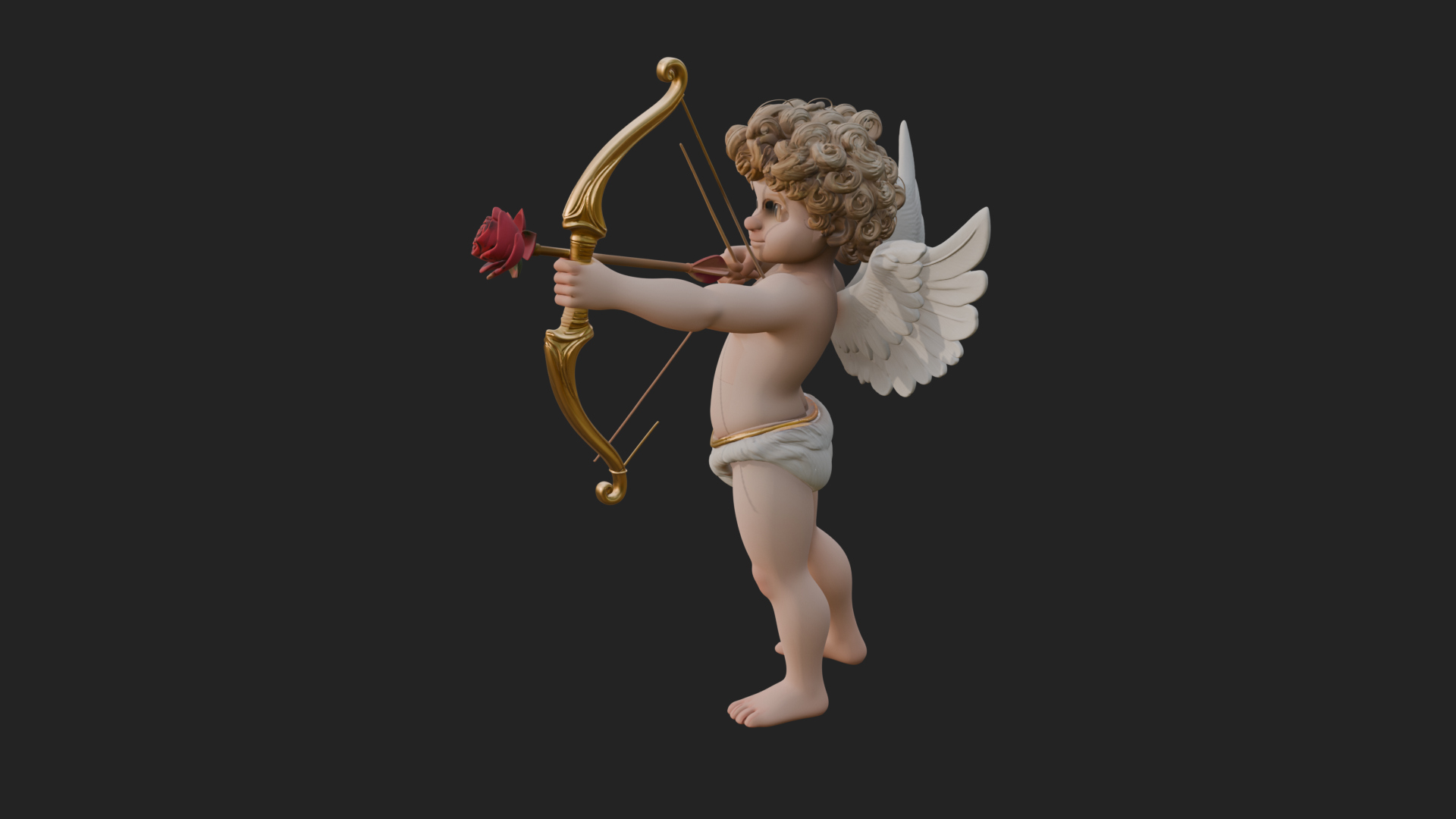 Cupid with Bow Statue Design 6 3D Print Model 3D Model