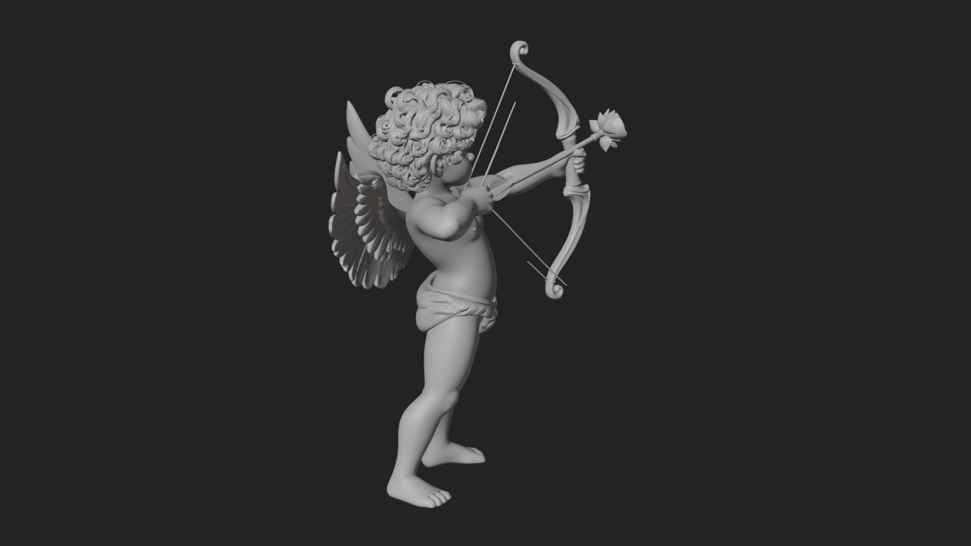 Cupid with Bow Statue Design 6 3D Print Model 3D Model
