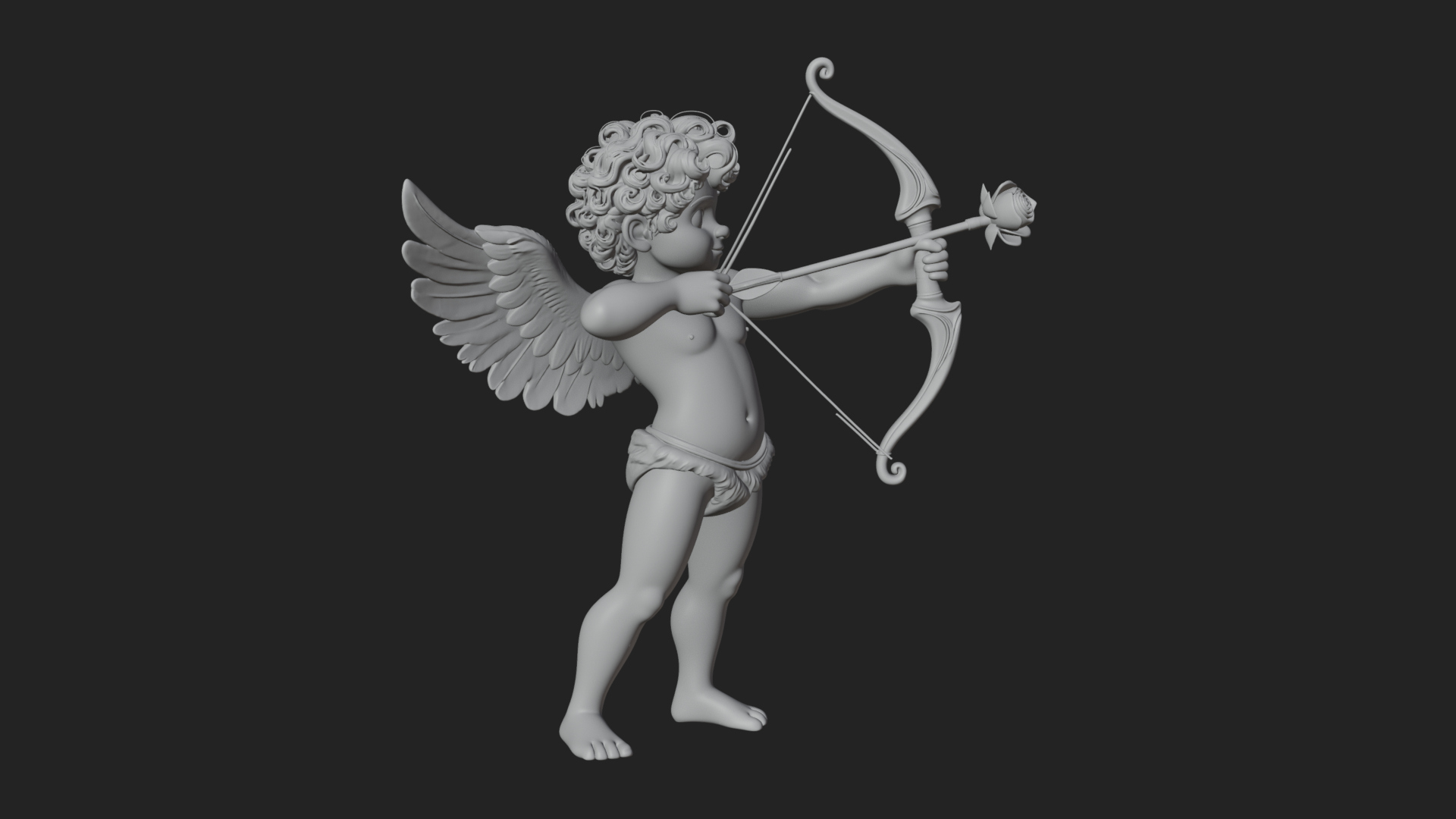 Cupid with Bow Statue Design 6 3D Print Model 3D Model