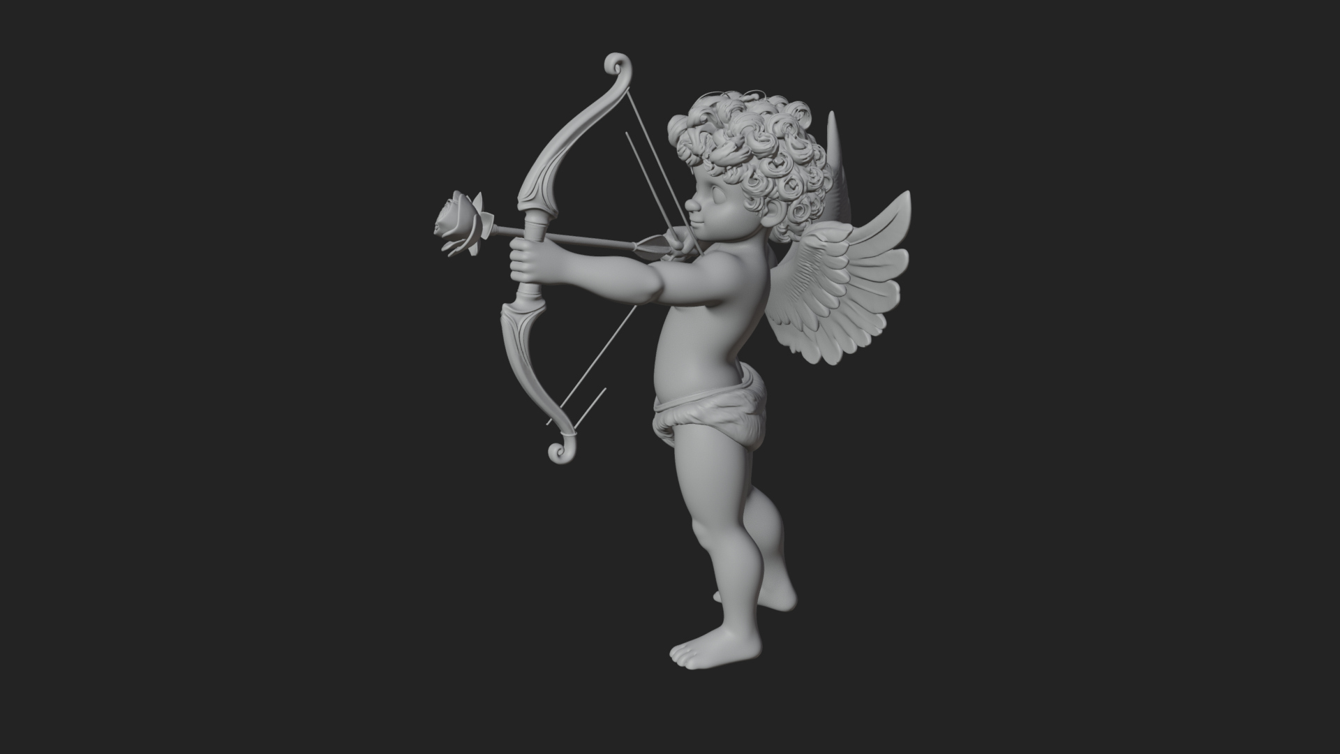 Cupid with Bow Statue Design 6 3D Print Model 3D Model