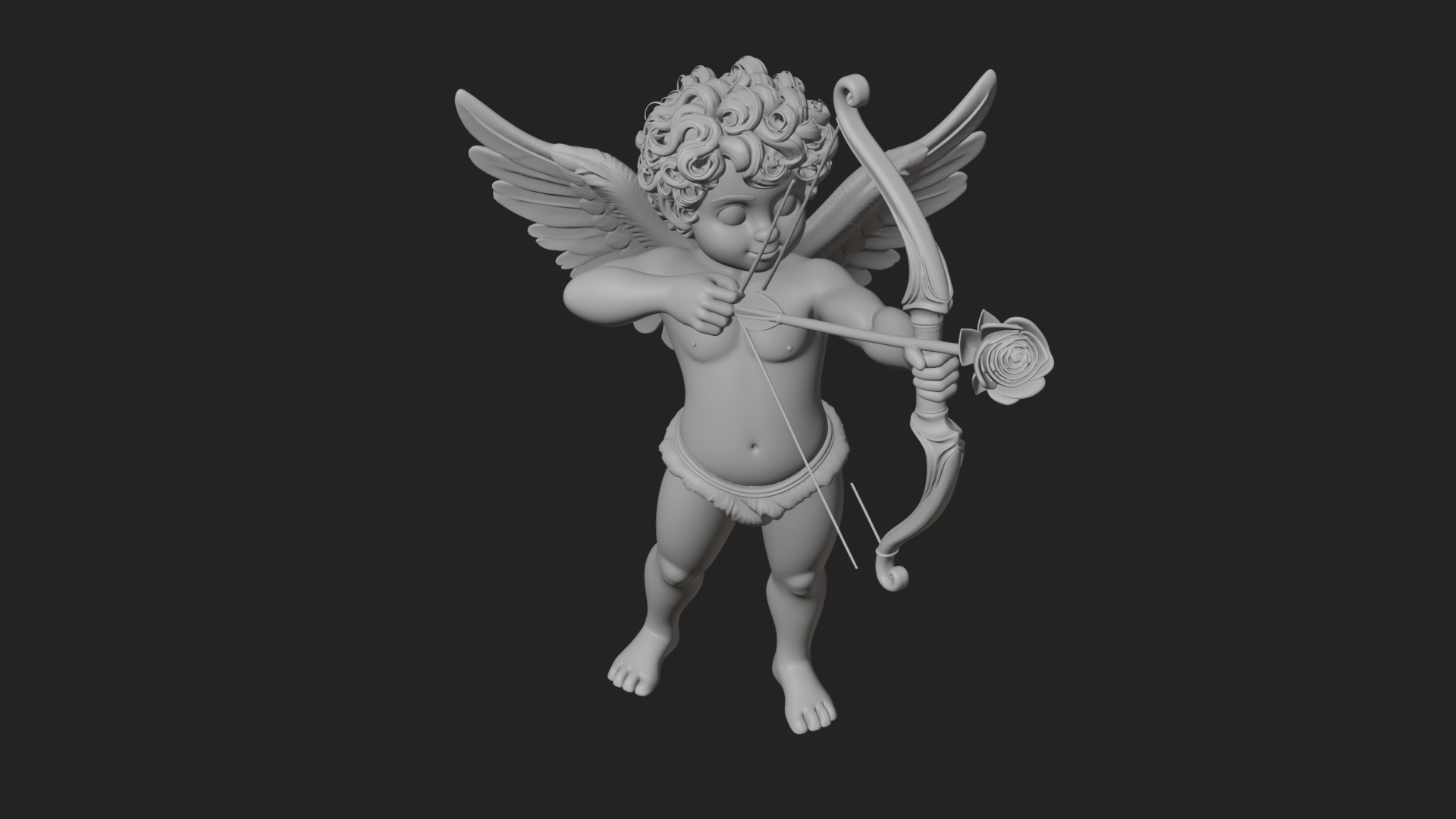 Cupid with Bow Statue Design 6 3D Print Model 3D Model