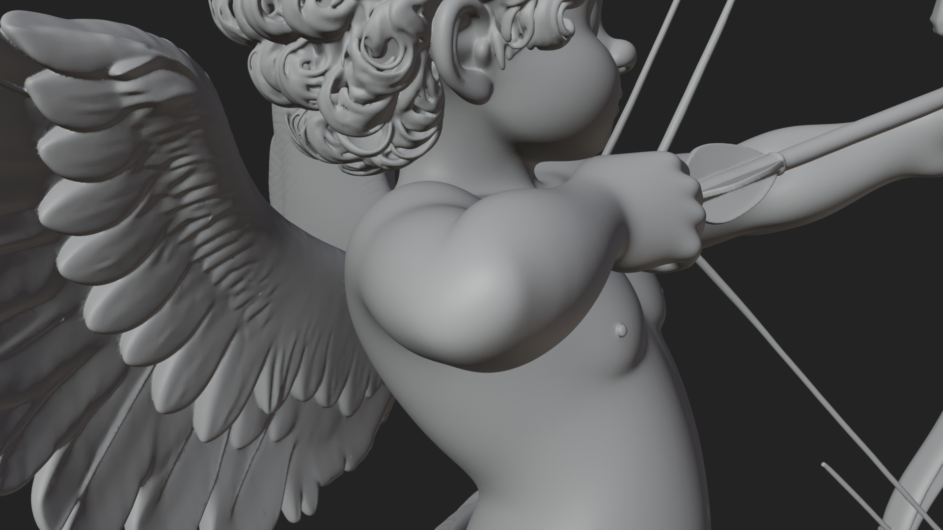 Cupid with Bow Statue Design 6 3D Print Model 3D Model