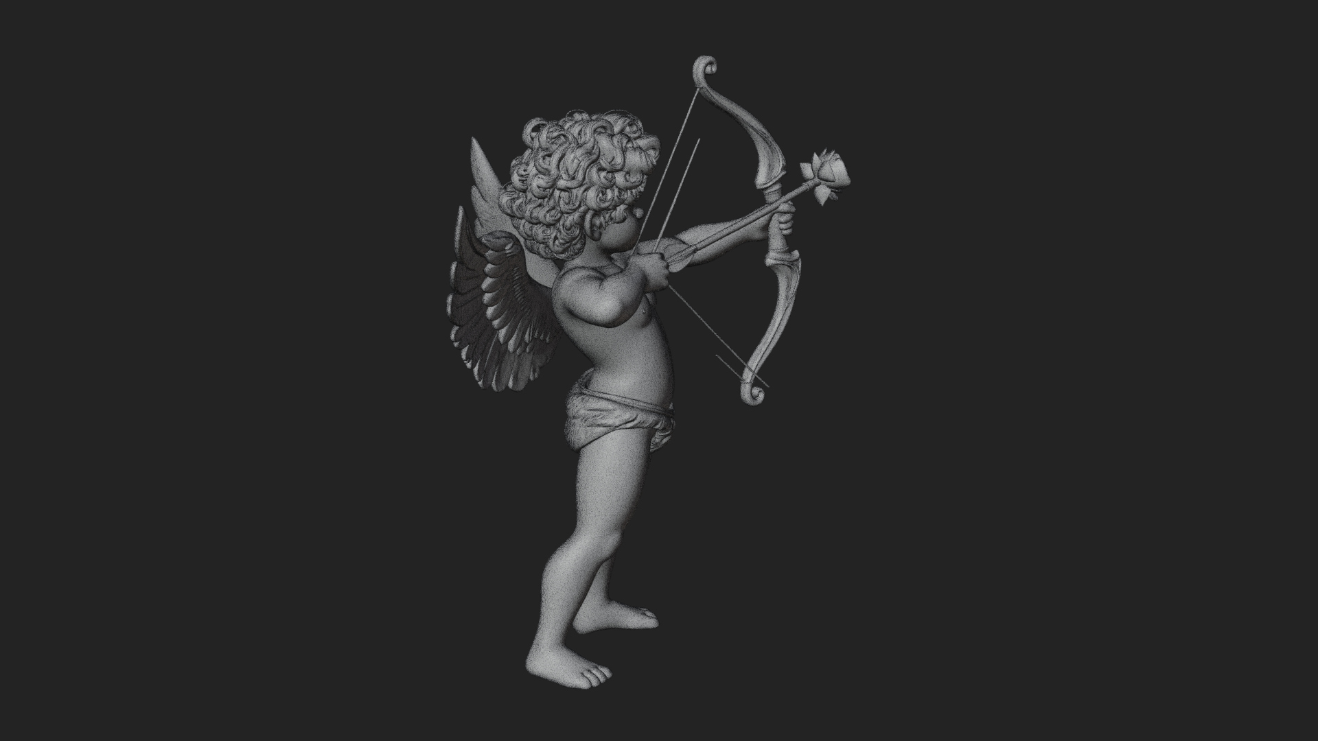 Cupid with Bow Statue Design 6 3D Print Model 3D Model