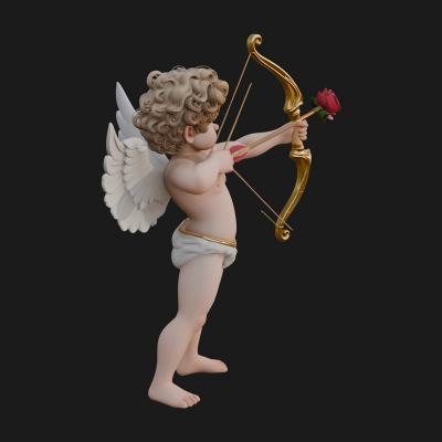 Cupid with Bow Statue Design 6 3D Print Model